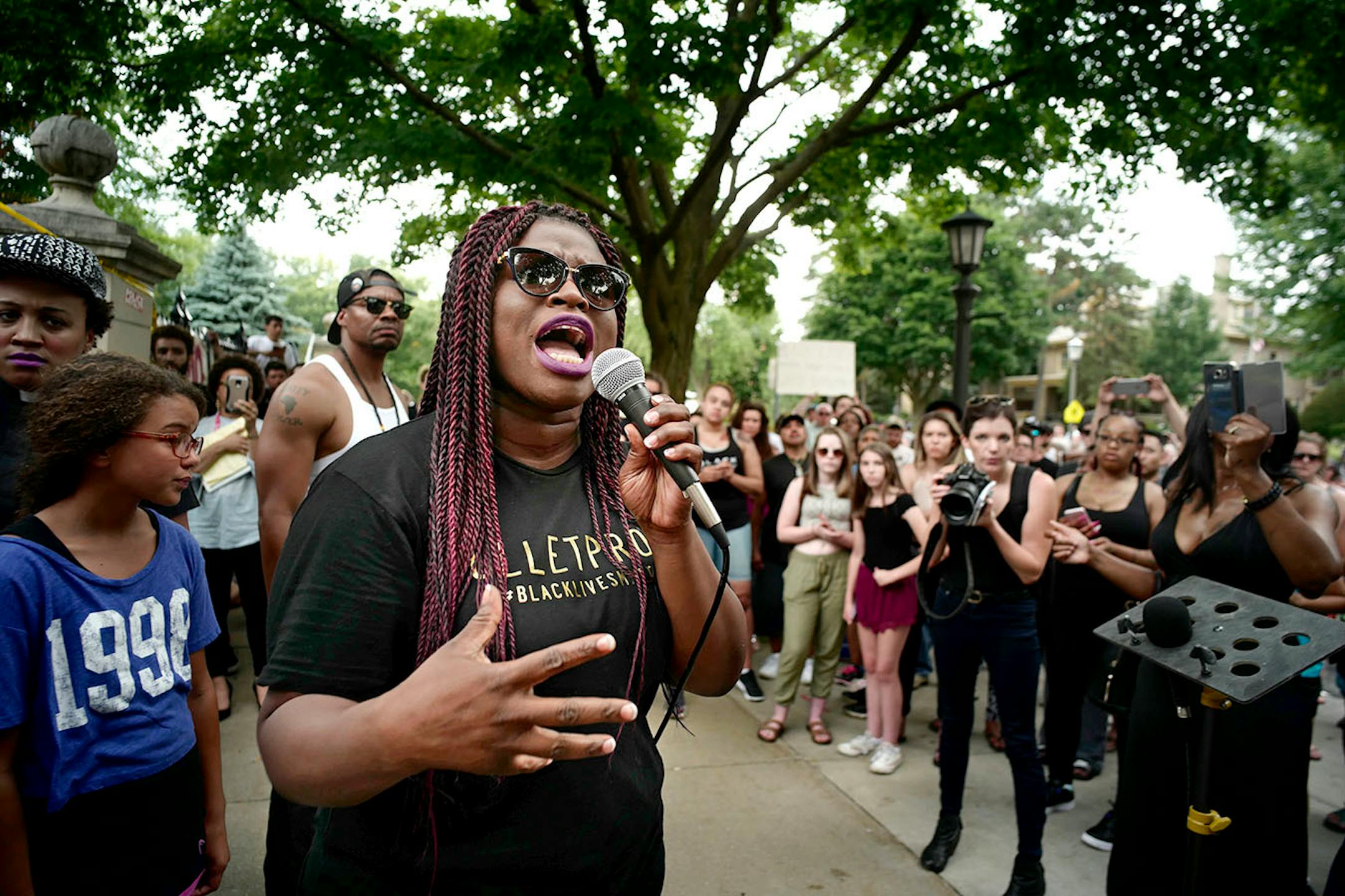 Minneapolis NAACP President Nekima Levy-Pound addressed the hundreds present and advocated for accountability and immediate change.