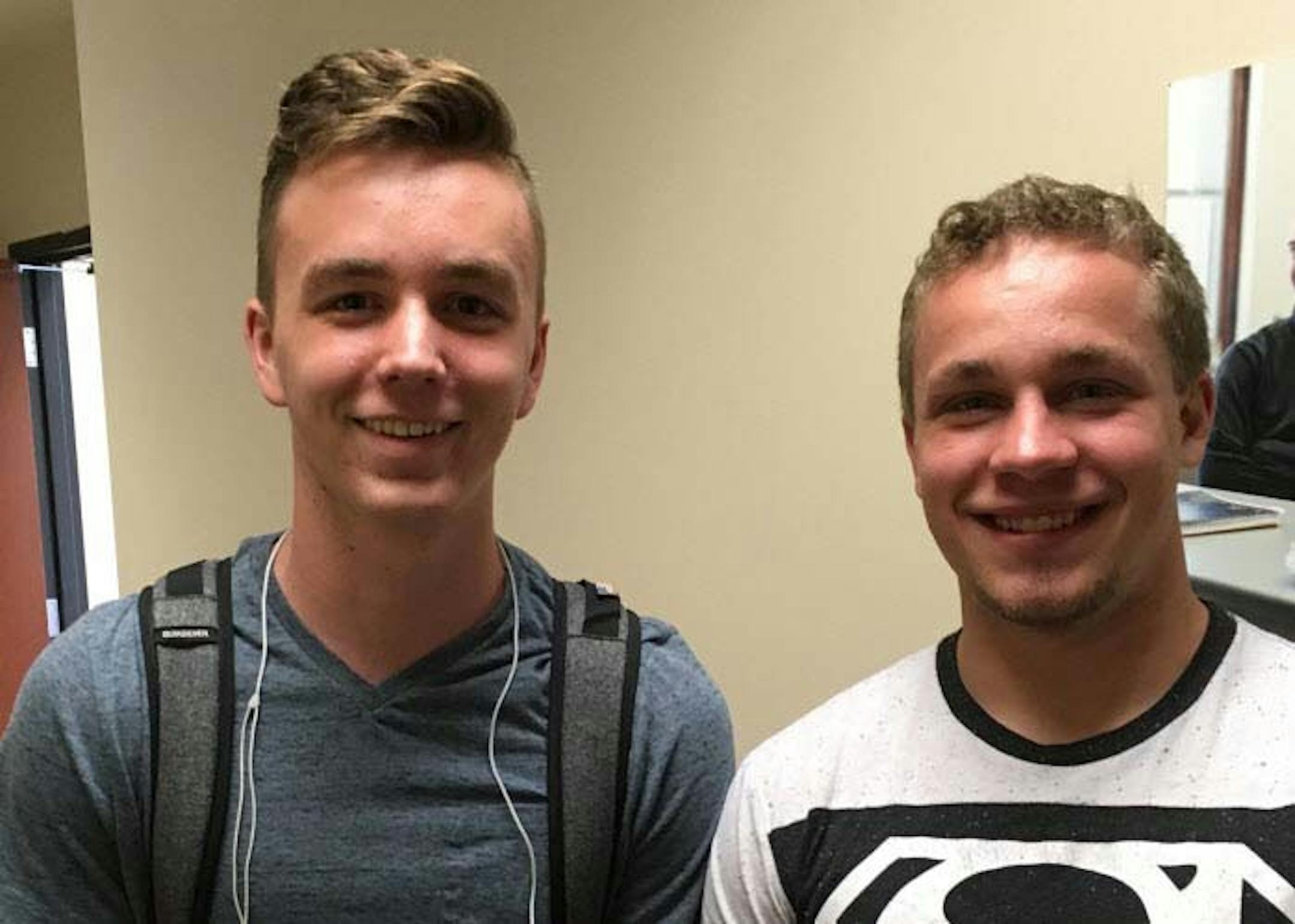 Winton Poley, 18, and Marshall Jeppeson, 19, got to be friends after talking at a &#x201c;conversation station&#x201d; at Concordia University.