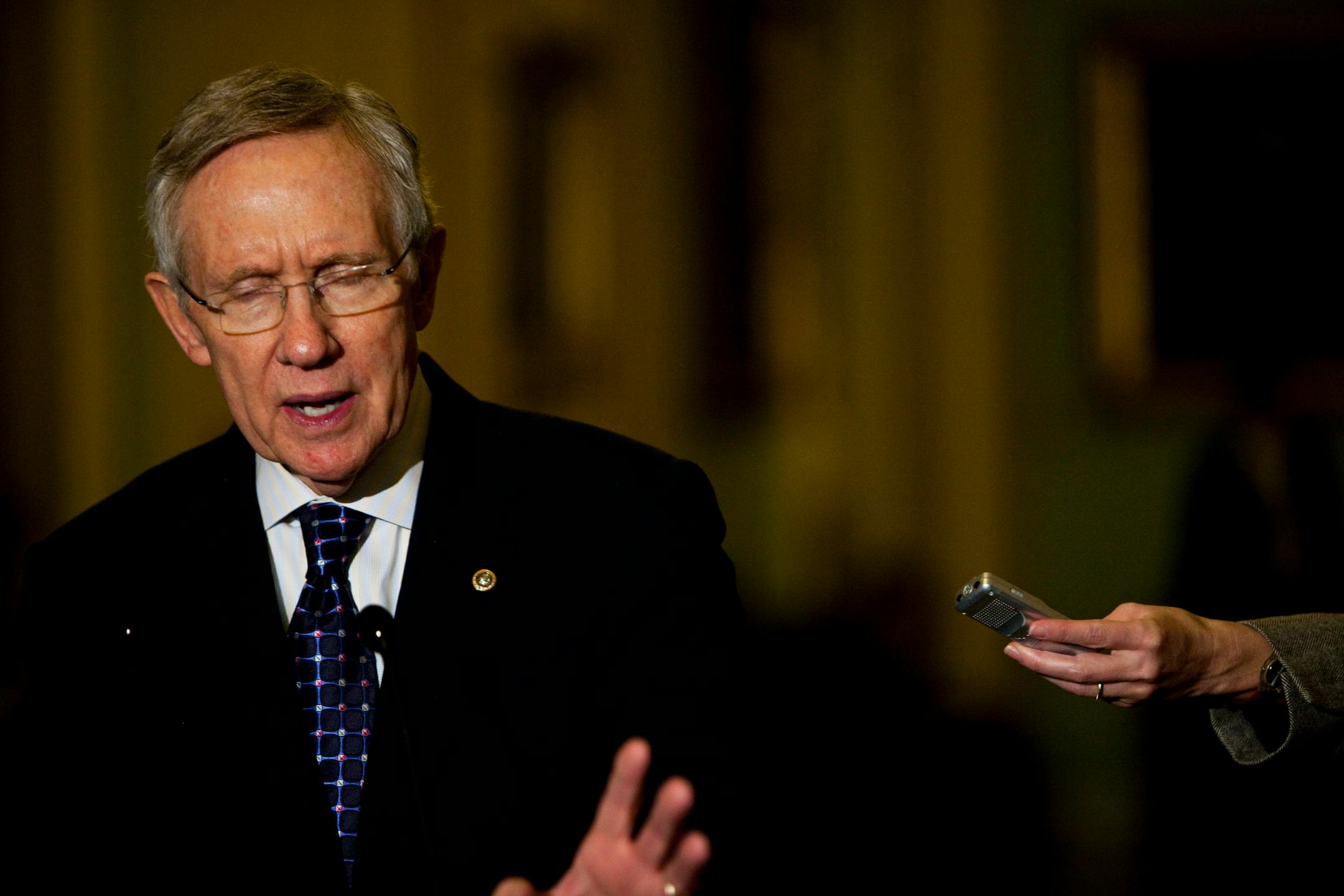 Senate Majority Leader Harry Reid (D-Nev.) speaks at a weekly caucus policy news conference on Capitol Hill, in Washington, Jan. 22, 2013.
