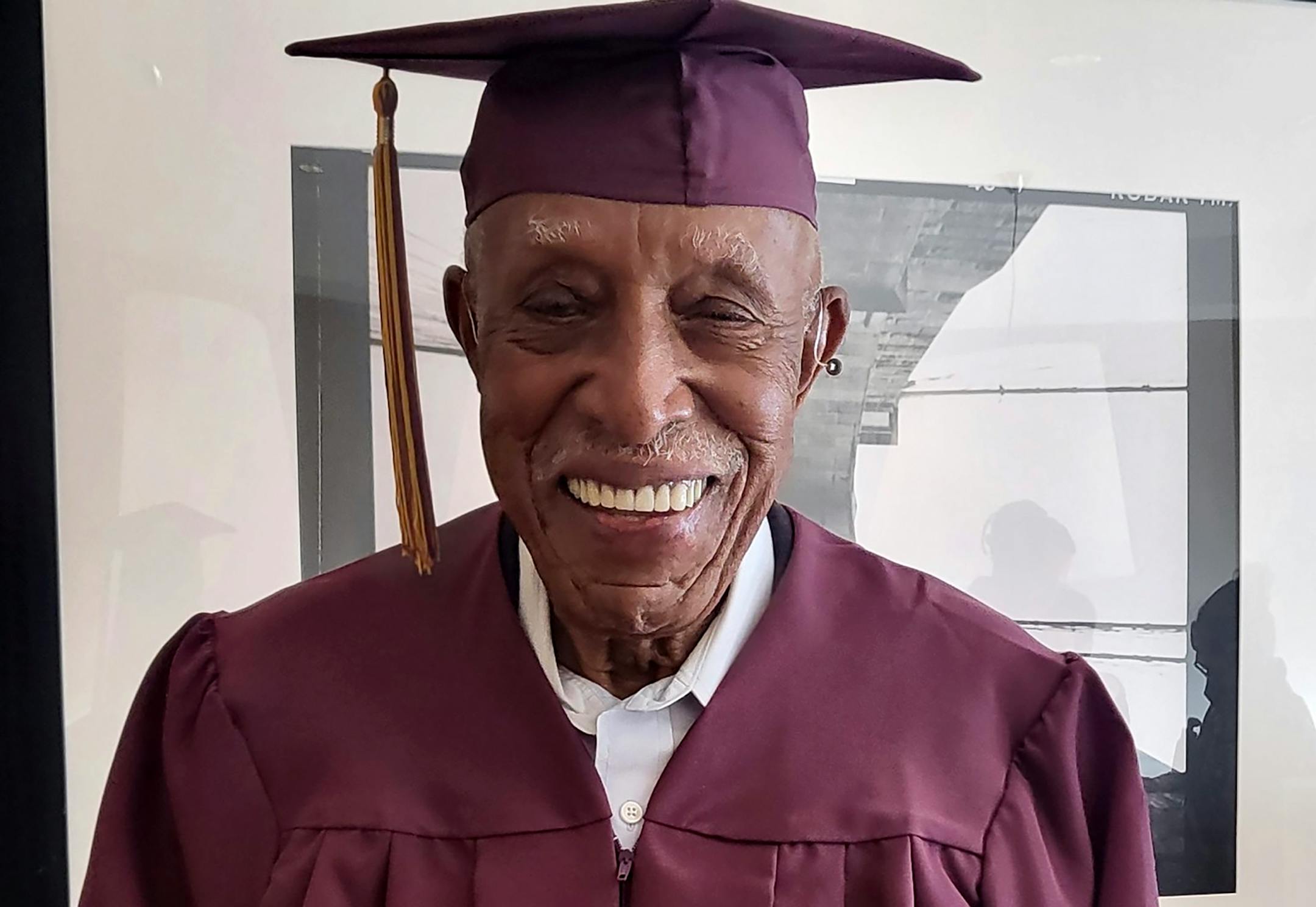Merrill Pittman Cooper, 101, was awarded an honorary high school diploma in a surprise ceremony in Jersey City on March 19. MUST CREDIT: Jefferson County WV Schools