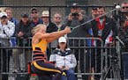 Maggie Ewen (shown competing for Arizona State in the 2017 NCAA championships) won a bronze medal in the women's shot put Sunday at Drake Stadium to e