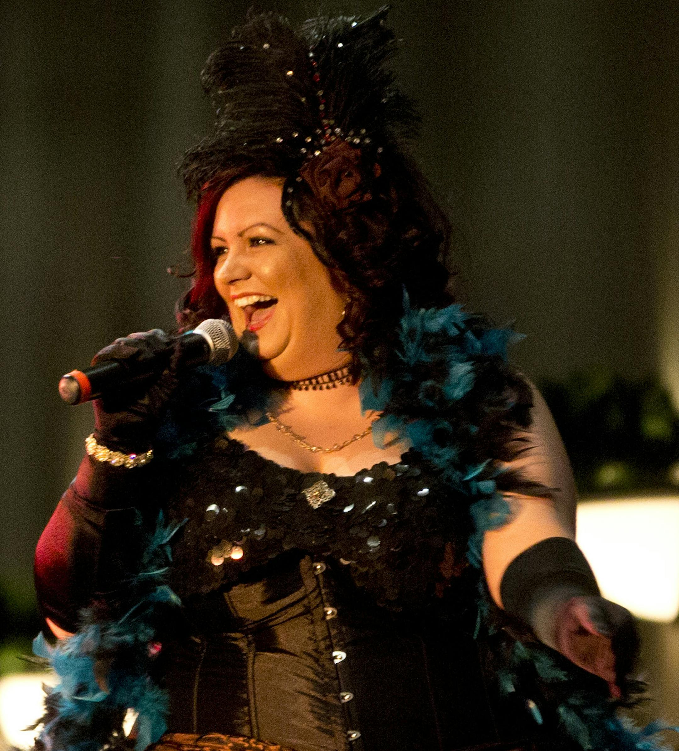 Michelle Frid competed during the 2014 Klondike Kate competition in Oakdale, Minn., on Wednesday, January 8, 2014. During the contest six contestants performed up to three songs and were judged on their singing abilities, song choice, costumes, crowd appeal, and their portrayal of the real-life character of Klondike Kate, a woman who struck it rich in the Gold Rush of 1898 as the most famous dance hall girl in the north and has since become a symbol of fun, frivolity and good fellowship in St. P