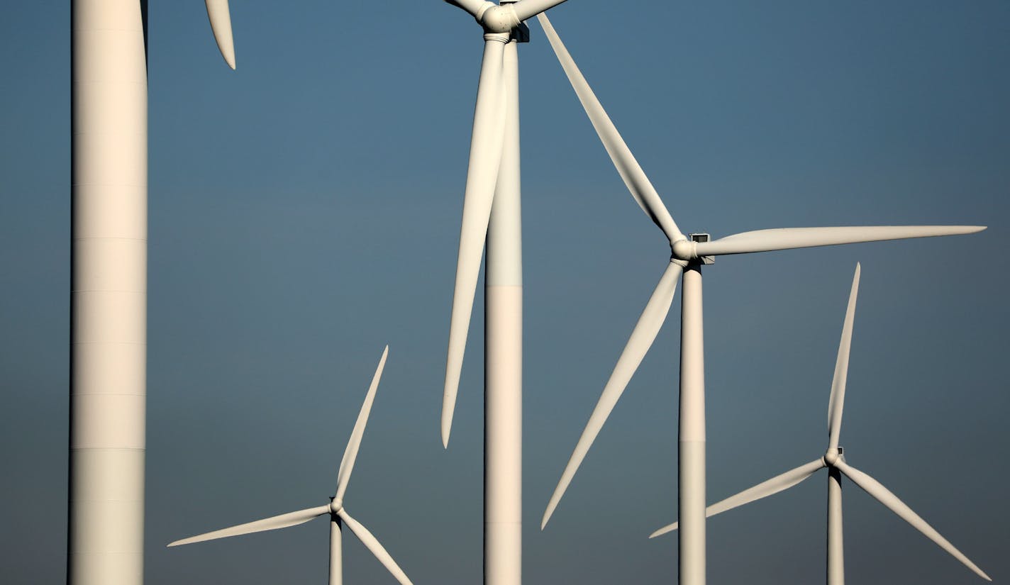 Windmills fill the landscape near Alden, Minn. Scenes like this have caused residents south of the area such as Dorenne Hansen to become more vocal in their opposition to the proposed project. ] ANTHONY SOUFFLE &#xef; anthony.souffle@startribune.com Dorenne Hansen, the head of a property owners association fighting a proposed wind farm, spoke during an interview and gave a tour of her property Wednesday, Nov. 8, 2017 in Glenville, Minn. Hansen is concerned for the noise, shadows, and the obstruc