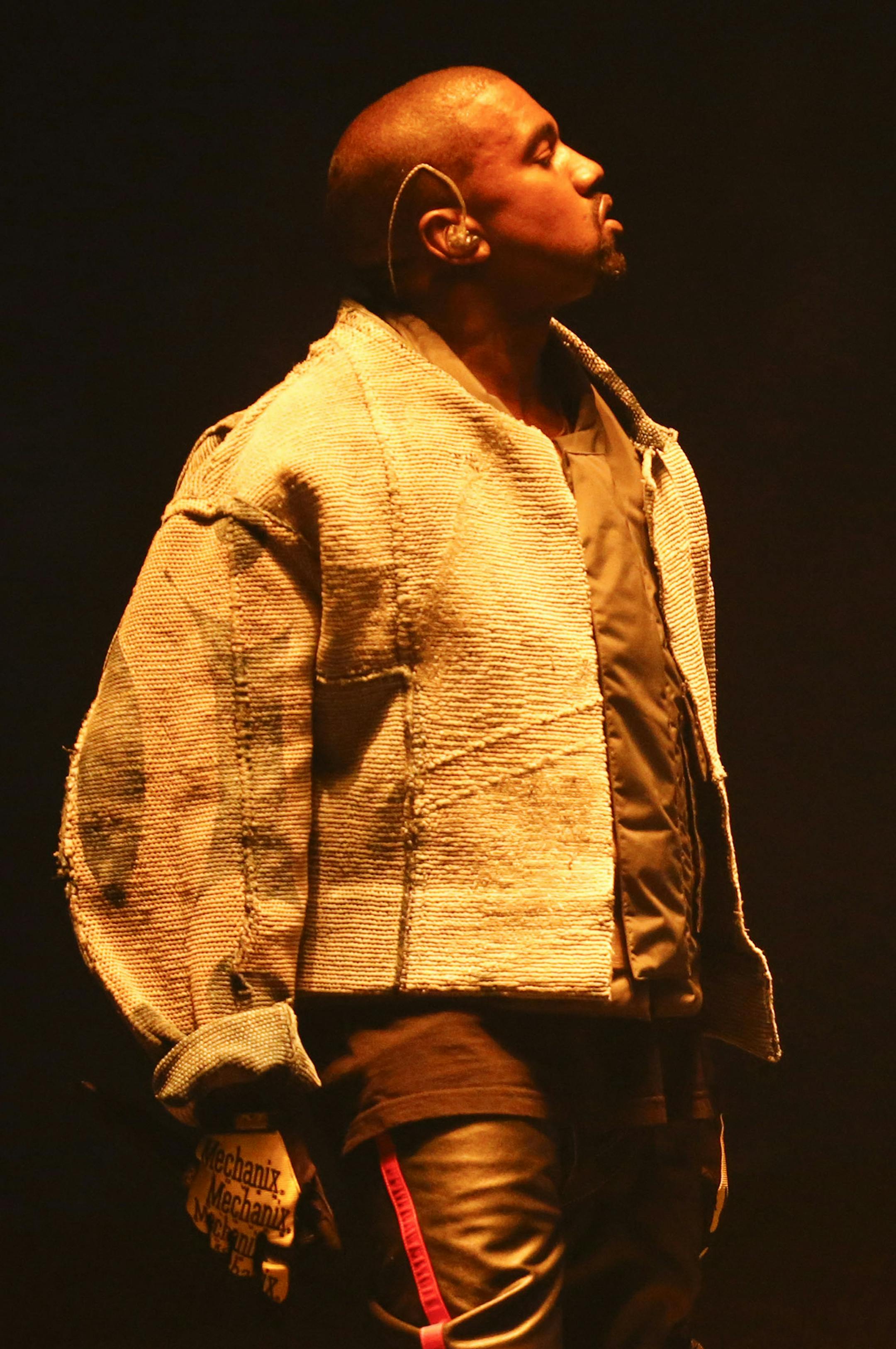 Kanye West performs during the opening of his Saint Pablo Tour in Indianapolis, Aug. 25, 2016. The tour celebrates his still-evolving February album ìThe Life of Pabloî ó which came to Bankers Life Fieldhouse in Indianapolis on Thursday night. (AJ Mast/The New York Times)