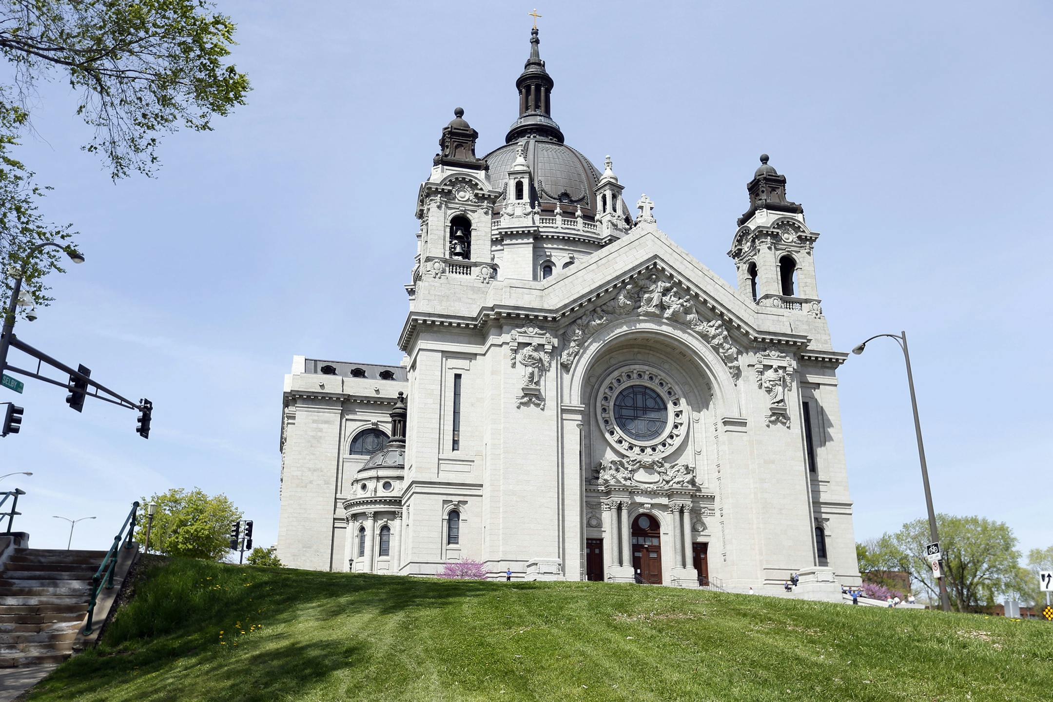 In this May 3, 2016 photo, the St. Paul Cathedral is pictured in St. Paul, Minn. It's been nearly three years since Minnesota opened a path for lawsuits by victims of long-ago childhood sexual abuse. The Archdiocese of St. Paul and Minneapolis filed for bankruptcy protection last year,(AP Photo/Jim Mone) ORG XMIT: MIN2016061013513455