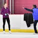 French figure skater Surya Bonaly worked with student Tess Jensen, 17 at the Parade Ice Garden in Minneapolis.