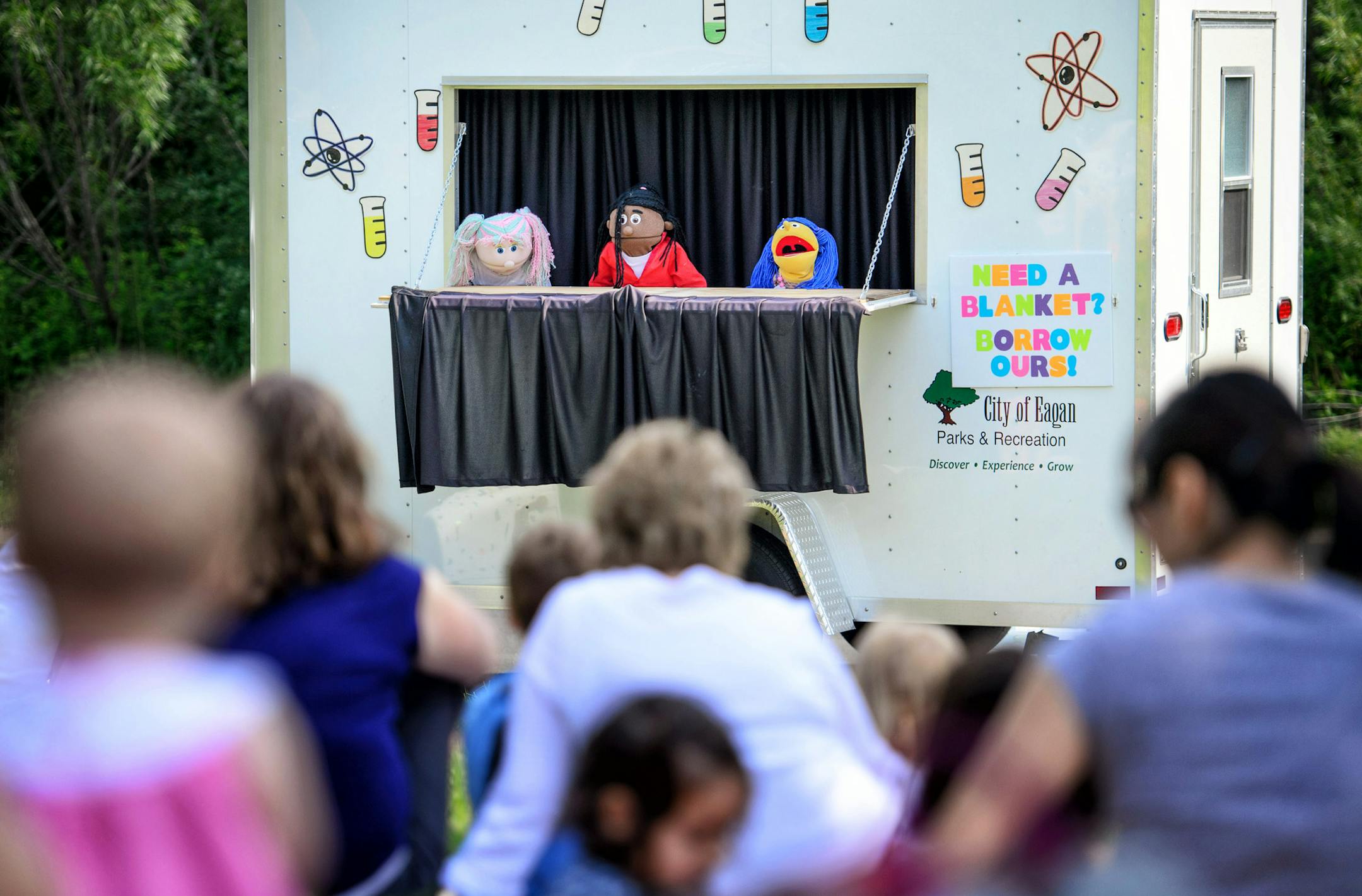 Kids of all ages attended the Eagan Puppet Wagon’s show in O’Leary Park, Eagan. The performances have a theme, such as science, each week.