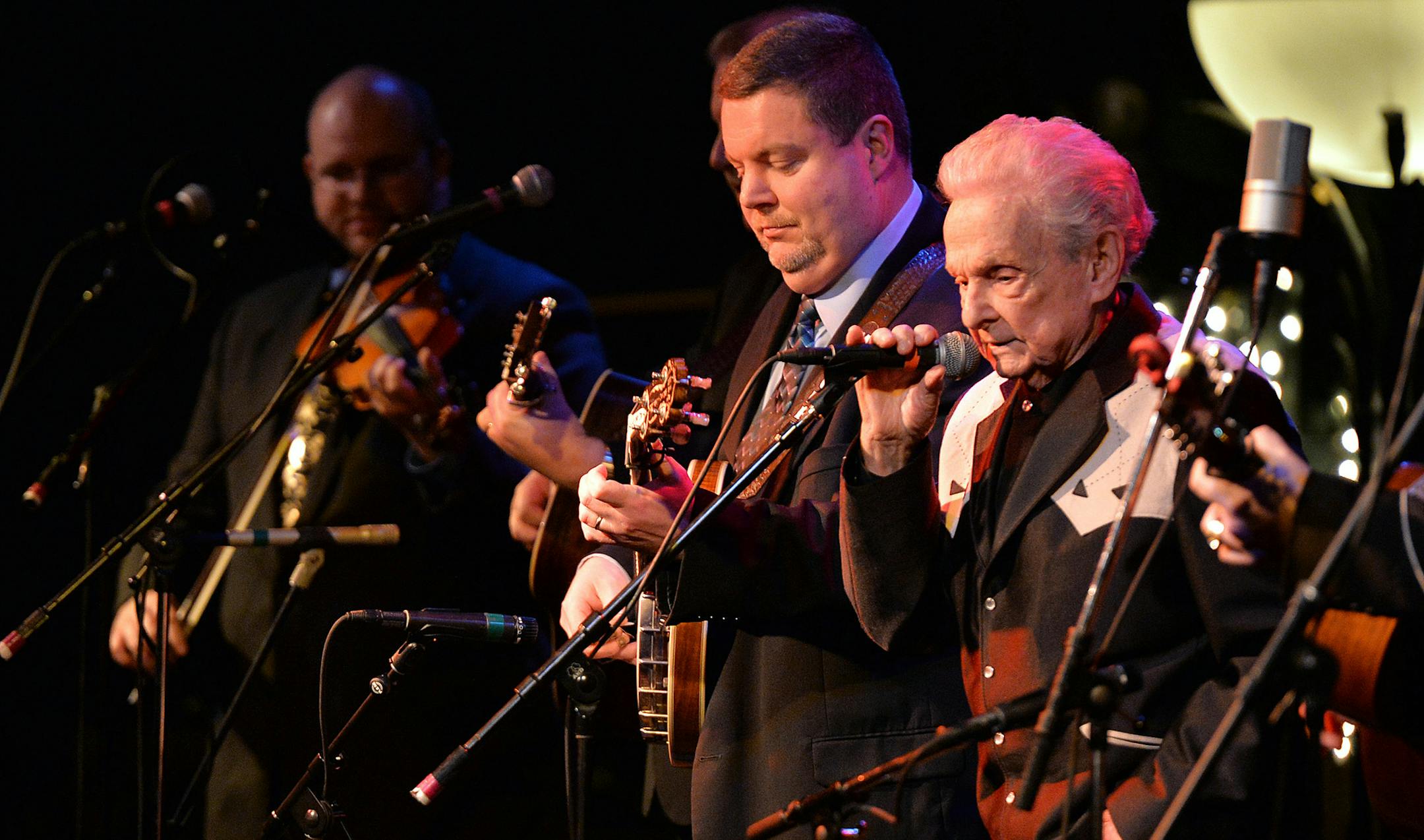 Bluegrass patriarch, Dr. Ralph Stanley and his long time band, The Clinch Mountain Boys, played to a sold-out crowd at The Cedar Cultural Center Friday night on his final farewell tour around the country. ] (SPECIAL TO THE STAR TRIBUNE/BRE McGEE) **Dr. Ralph Stanley (right)