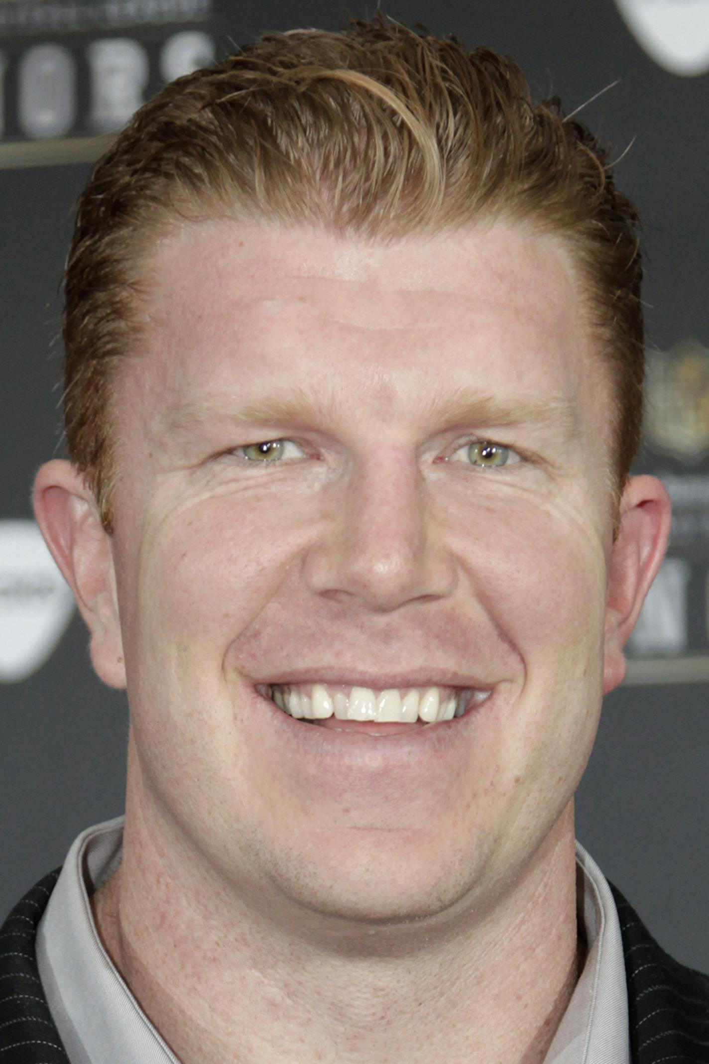 Baltimore Ravens' Matt Birk arrives for the inaugural NFL Honors show Saturday, Feb. 4, 2012, in Indianapolis. (AP Photo/David Stluka) ORG XMIT: SB