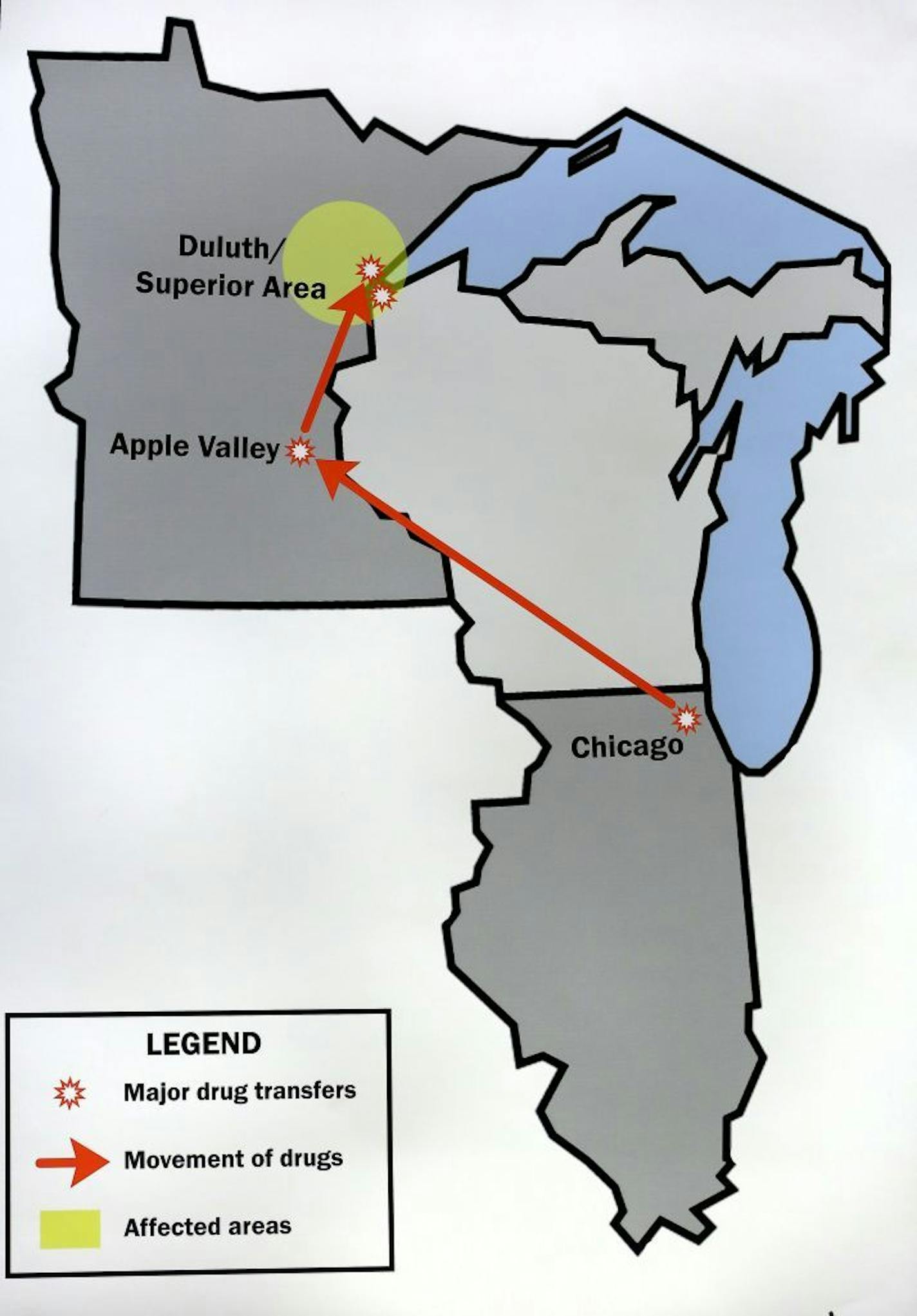 t3.7.18 Bob King -- 030818.N.DNT.DRUGBUSTc4 -- Heroin was moved from Chicago to Apple Valley and then to the Duluth area in the network. Bob King / rking@duluthnews.com