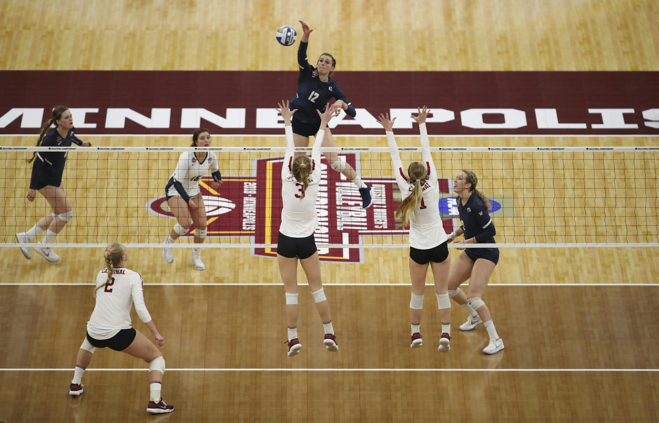 BYU's Roni Jones-Perry spiked the ball in the second set against Stanford.