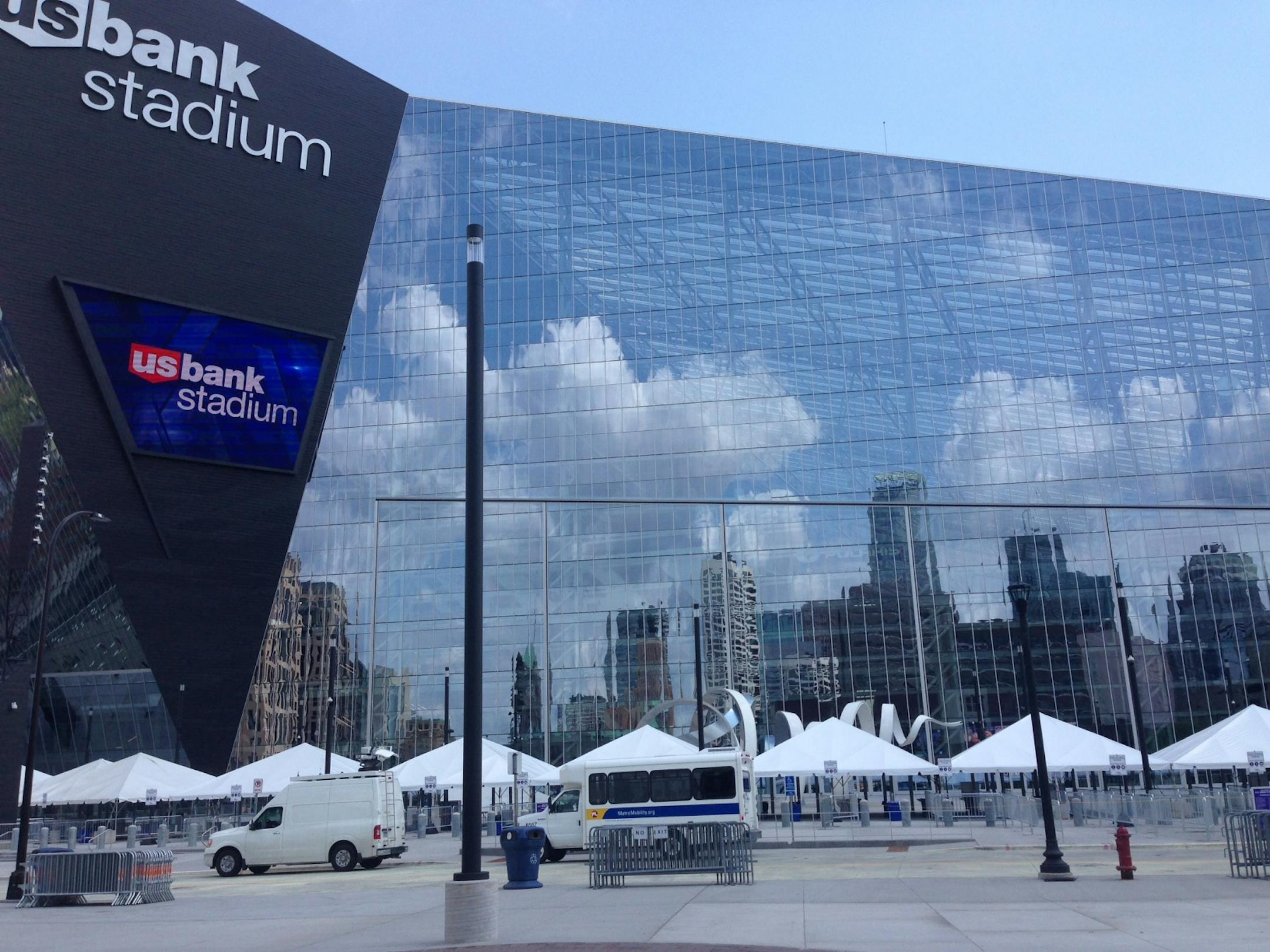 Around U.S. Bank Stadium on Wednesday afternoon, there were clear signs that plans were in place for the night's big test — while there were other signs that work is still going on.
