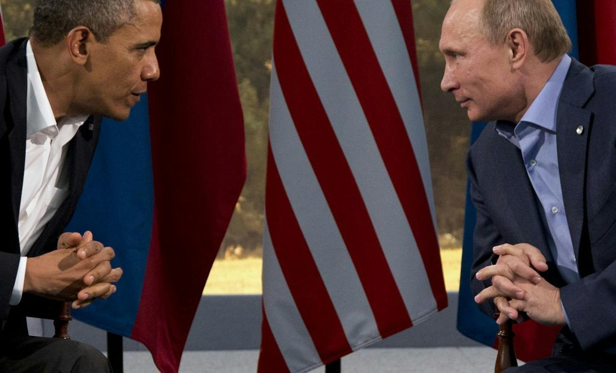 President Barack Obama meets with Russian President Vladimir Putin in Enniskillen, Northern Ireland, Monday, June 17, 2013. Obama and Putin discussed the ongoing conflict in Syria during their bilateral meeting.