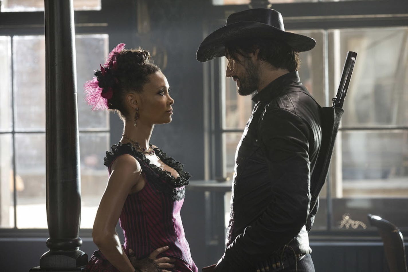 Thandie Newton and Rodrigo Santoro in "Westworld."