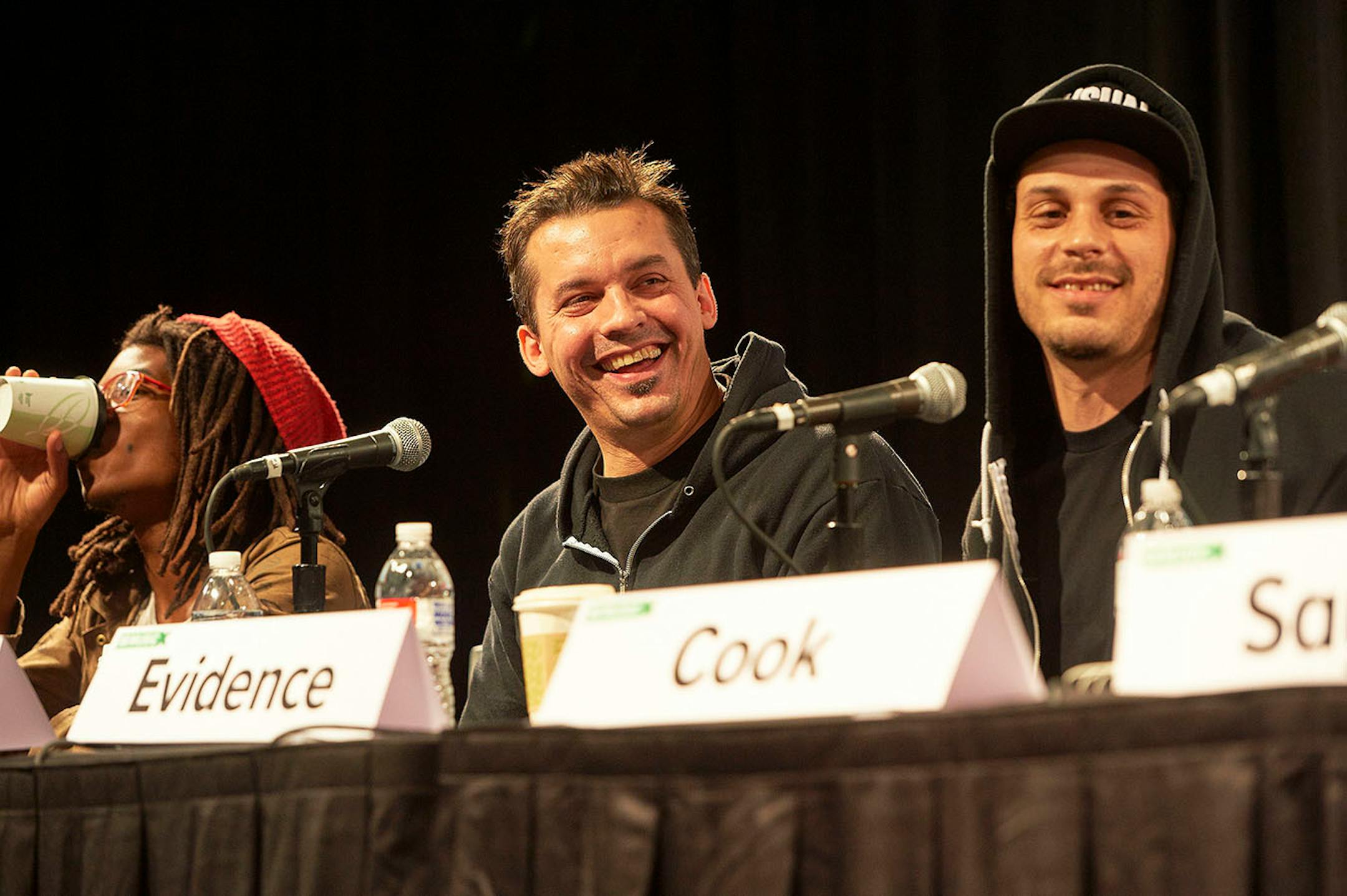 From left, Dem Atlas, Slug and Evidence were part of a South by Southwest 2015 panel focused on the 20-year history of Minneapolis record label Rhymesayers.