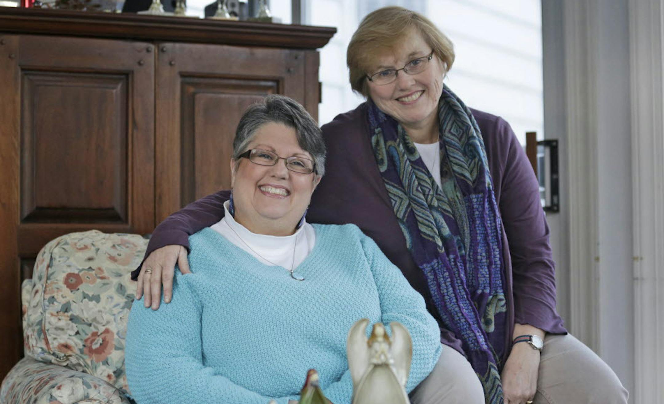 Nov. 25, 2013: Carol Schall, left, and her partner, Mary Townley, at their home in Richmond, Va. The couple, who were married in California in 2008, decided to join a lawsuit challenging Virginia's ban on same-sex marriage.