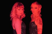Corinne Caouette, left, and Pamela Laizure formed the Black Widows in 2016 and put on variety show-style house parties early in their run.