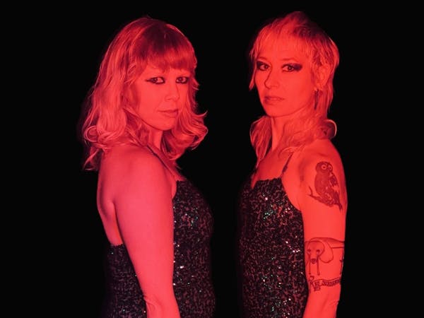 Corinne Caouette, left, and Pamela Laizure formed the Black Widows in 2016 and put on variety show-style house parties early in their run.