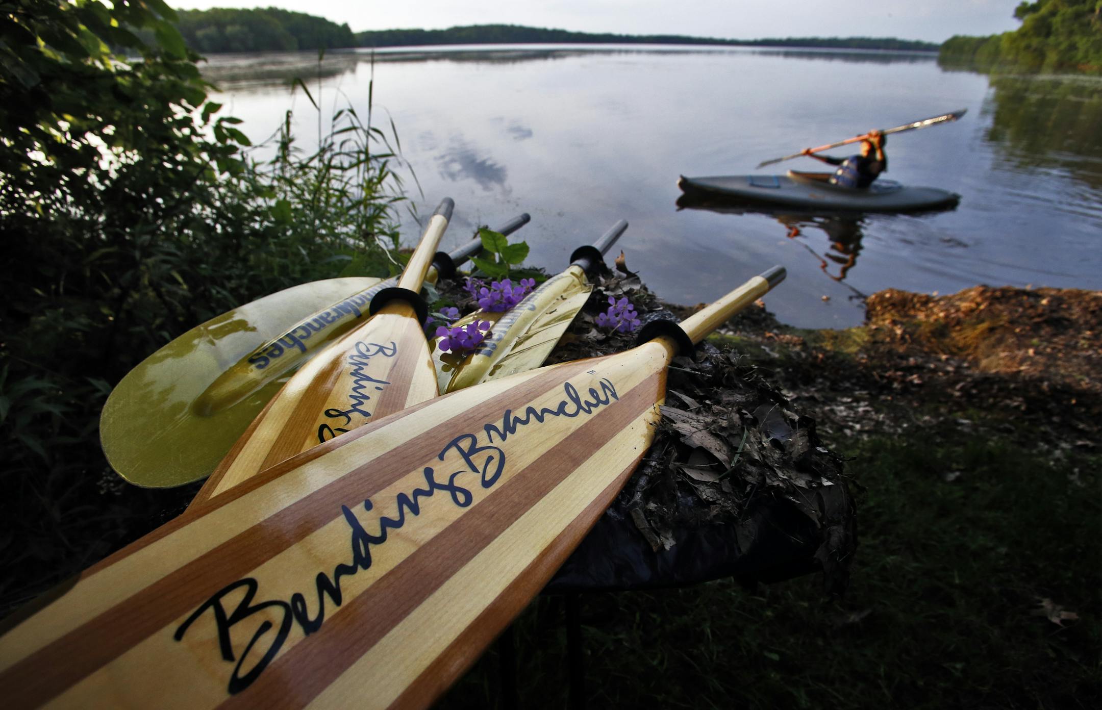 Bending Branches is one of the largest canoe and kayak paddle manufacturers in the nation with its production headquarters located in Osceola WI. Bending Branches kayak paddles are designed with fiberglass or wood materials as illustrated in this photo.