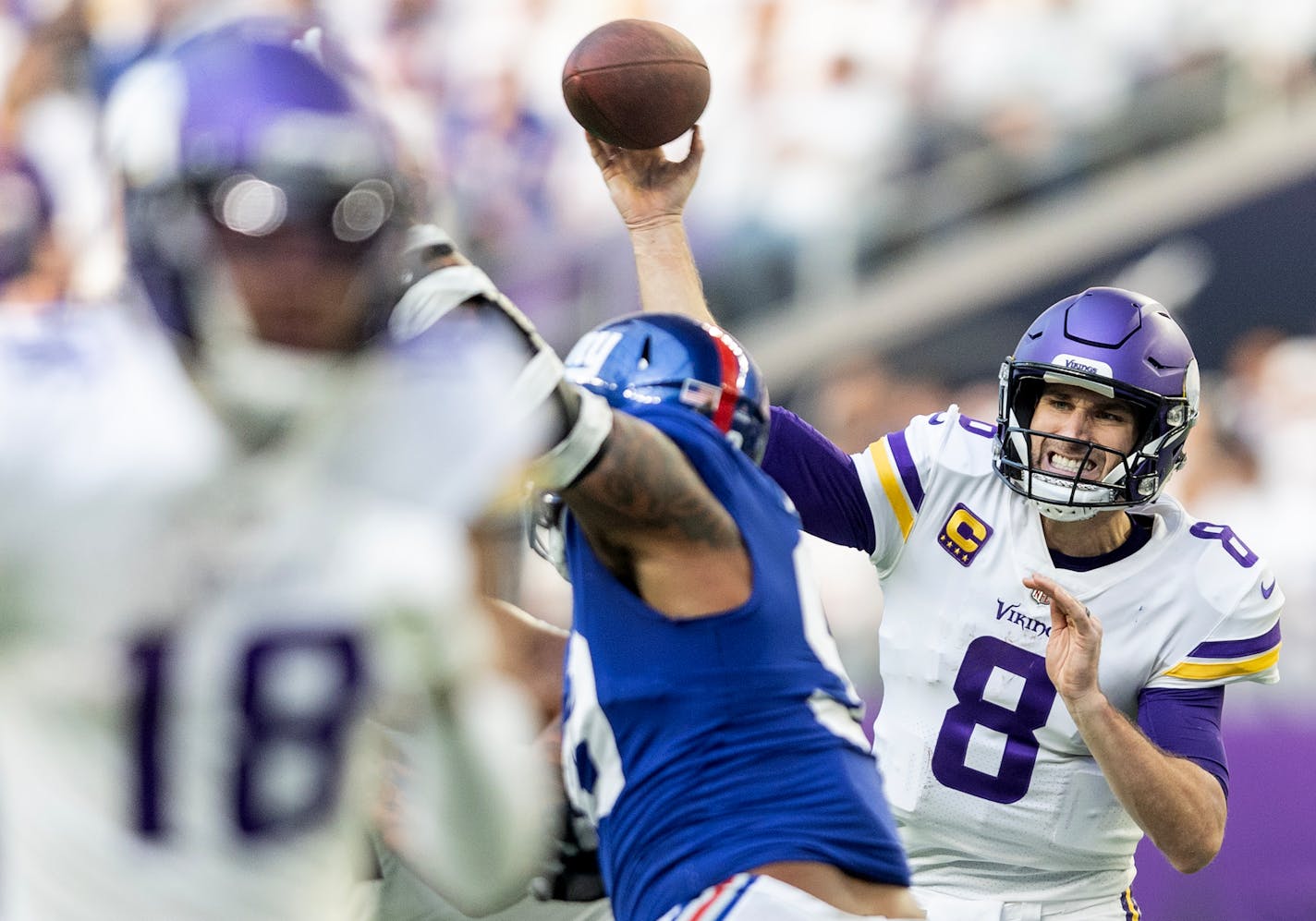 Minnesota Vikings quarterback Kirk Cousins (8) Saturday, December 24, 2022, at U.S. Bank Stadium in Minneapolis, Minn. ] CARLOS GONZALEZ • carlos.gonzalez@startribune.com.