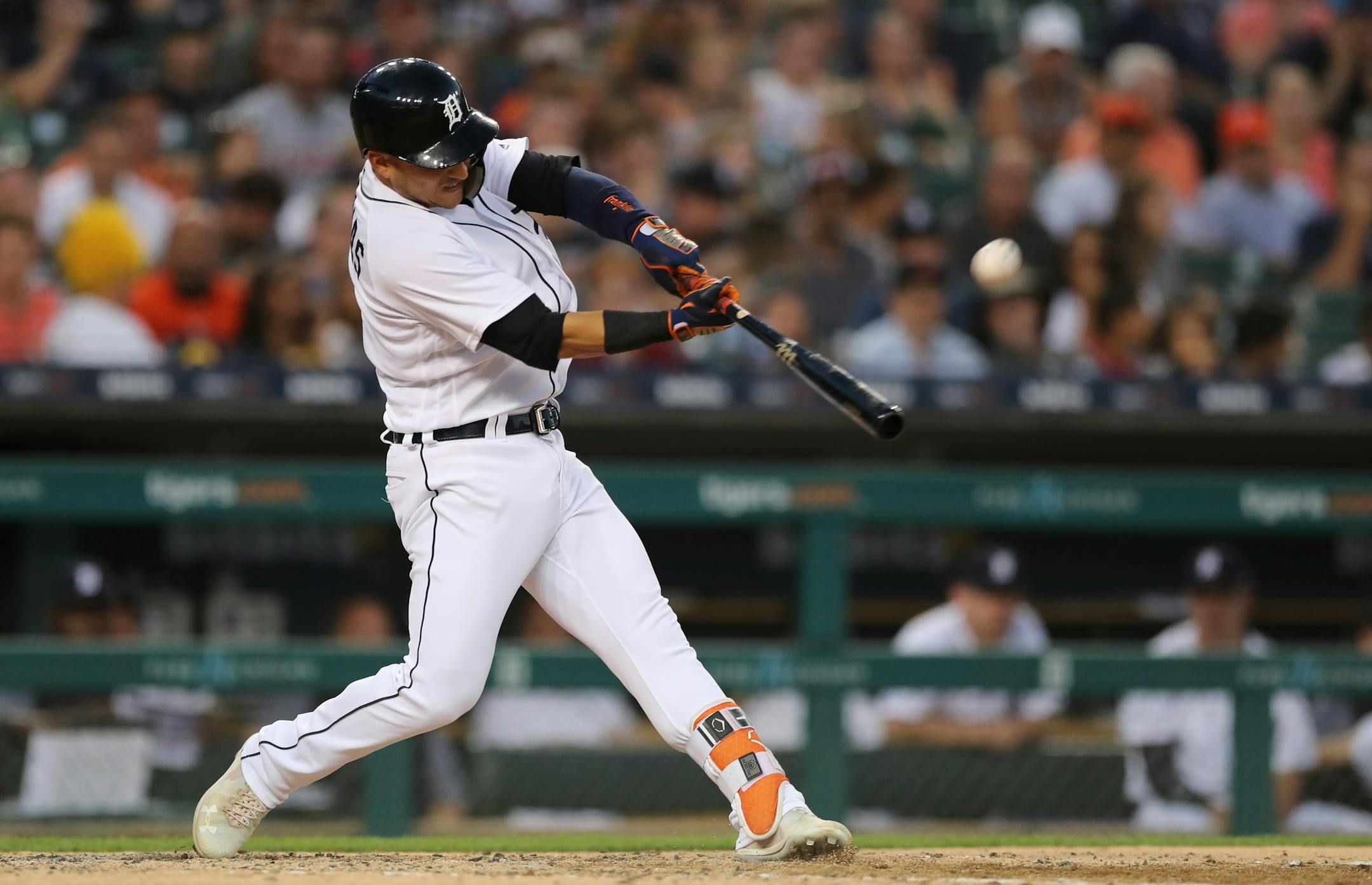 Jose Iglesias connects for a two-run home run during the fifth inning against the Twins.