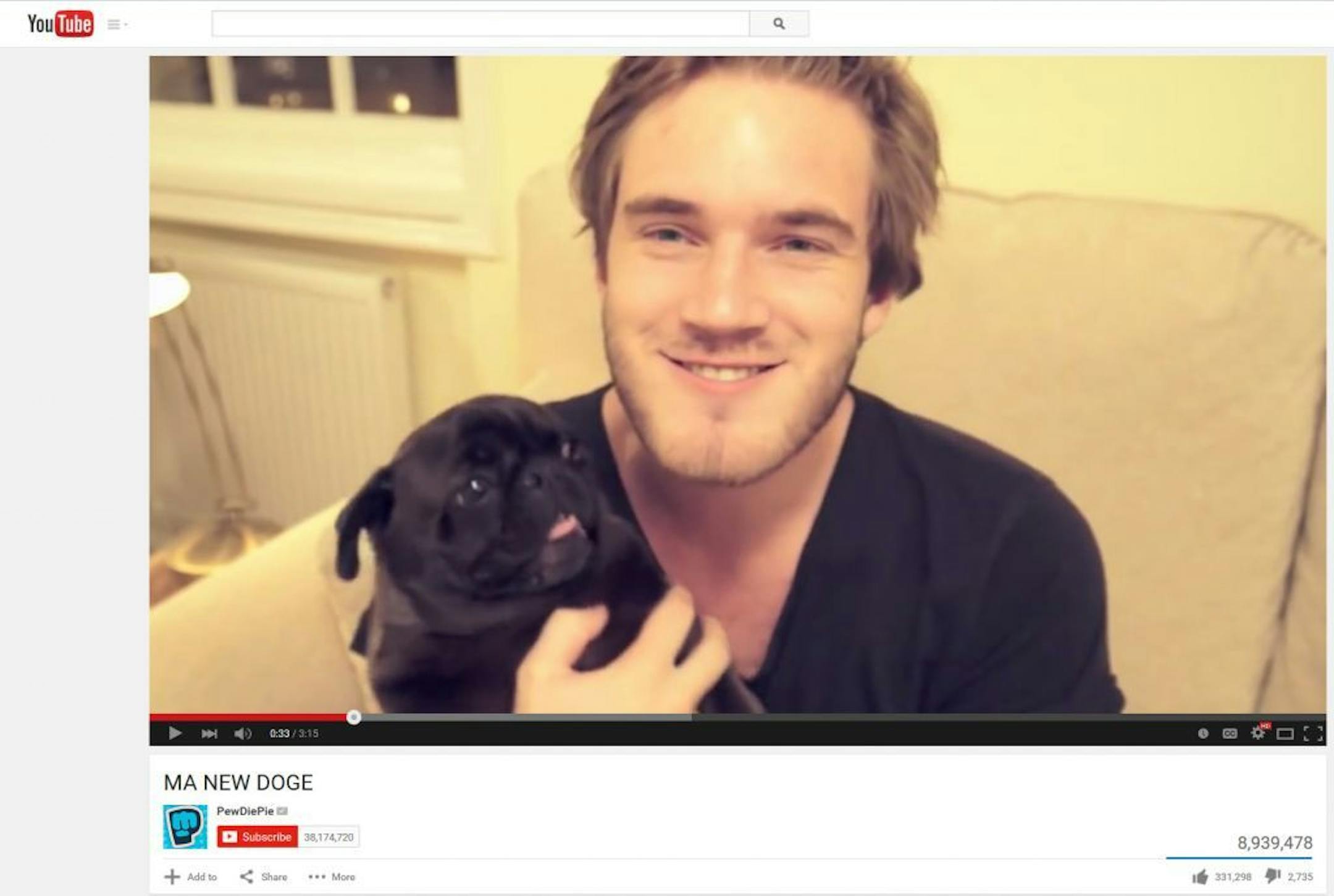 PewDiePie: YouTube's biggest star is a quirky Swedish video gamer known as PewDiePie who draws more viewers for a two-minute clip singing with his pug dog than the NBA does for its championship games.