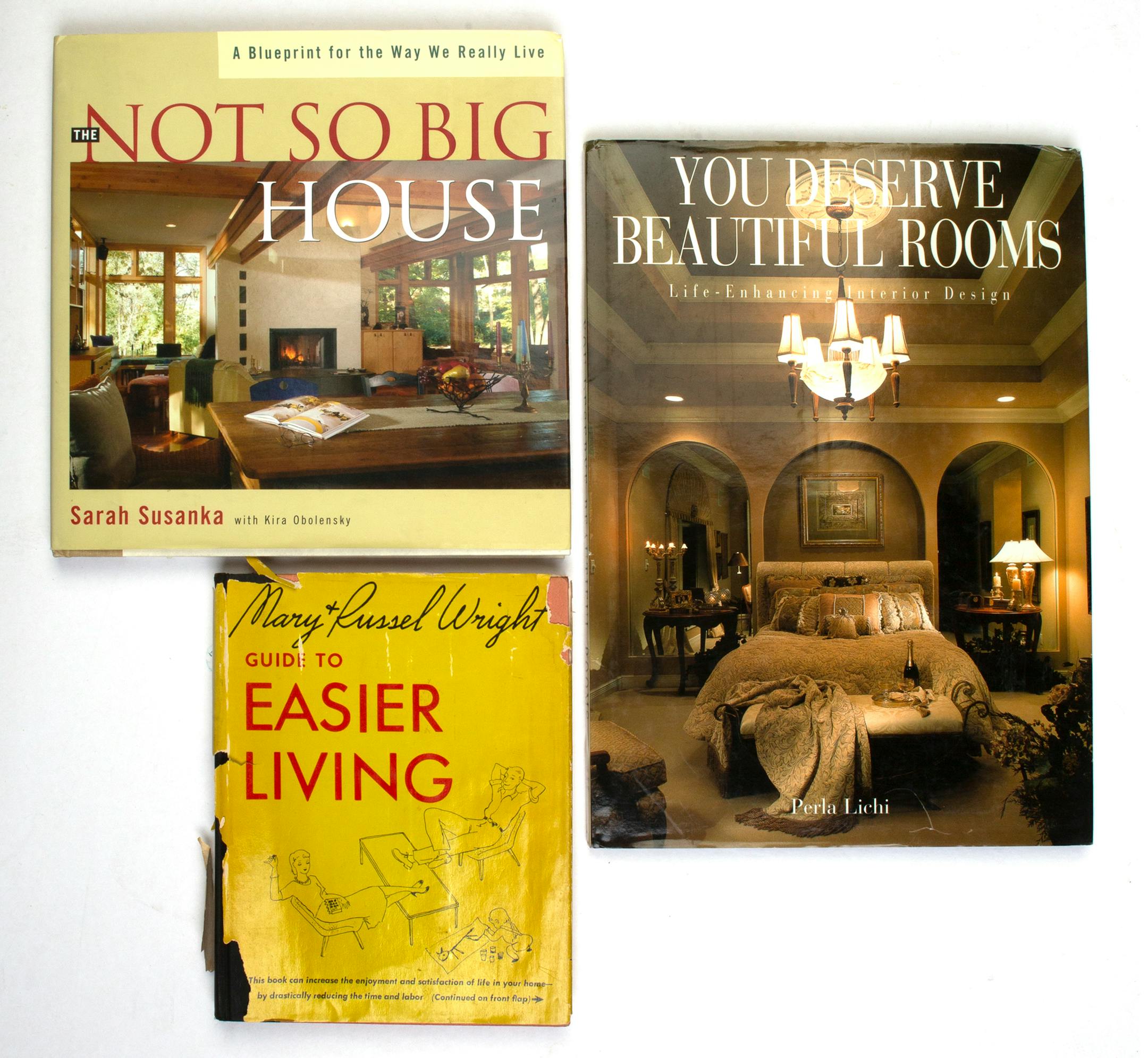 Vintage home-design manuals arranged for a photo in New York, Aug. 22, 2023. Every season brings out more manuals of household taste, from glossy-page inspirational books suitable for coffee-table display to chart-heavy how-to guides, with diagrams of immaculate closets and formulas for D.I.Y. cleaning products. (Patricia Wall/The New York Times)