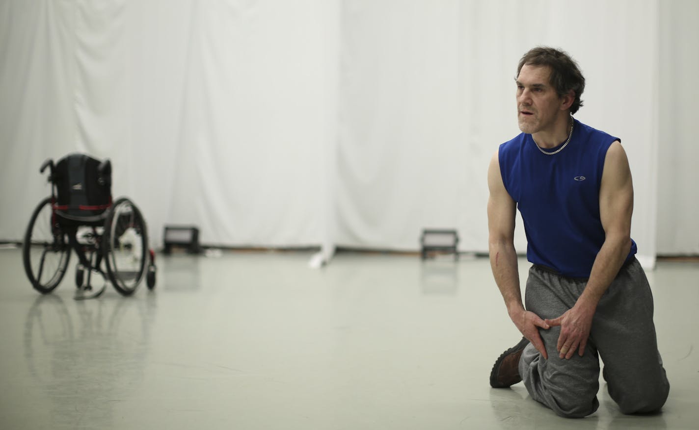 Mike Cohn rehearsed &#x201c;I Am Light,&#x201d; a dance he choreographed for his troupe&#x2019;s upcoming show, &#x201c;My Body Works,&#x201d; at the Cowles Center.