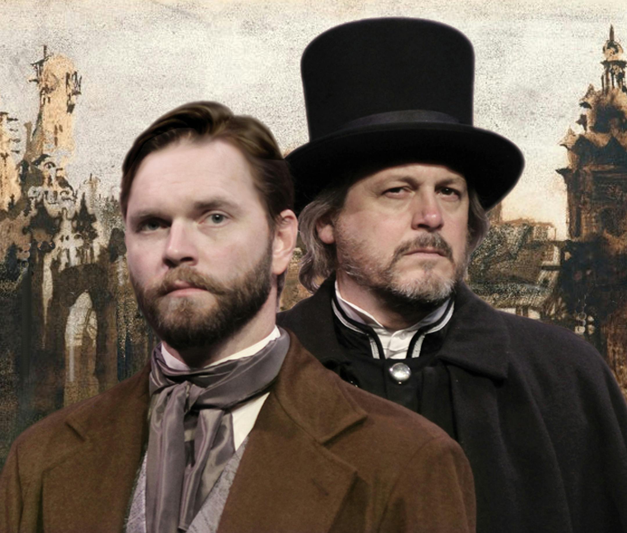 Dieter Bierbrauer as Jean Valjean and William Gilness as Javert in "Les Miserables" at Bloomington Civic Theatre. Credit: Vicki Madsen/Nancy Lamberger