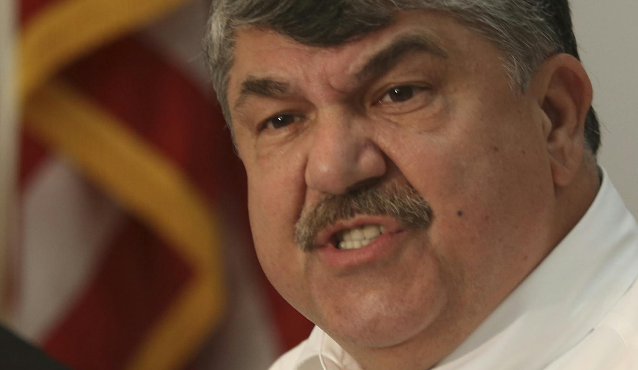 At a press conference, AFL-CIO President Richard L. Trumka talked about their pledge support to the workers of American Crystal Sugar to launch a national campaign to get them back to work at the Minnesota head quarters in St Paul, Min.,Wednesday, July 25, 2012. ] (KYNDELL HARKNESS/STAR TRIBUNE) kyndell.harkness@startribune.com