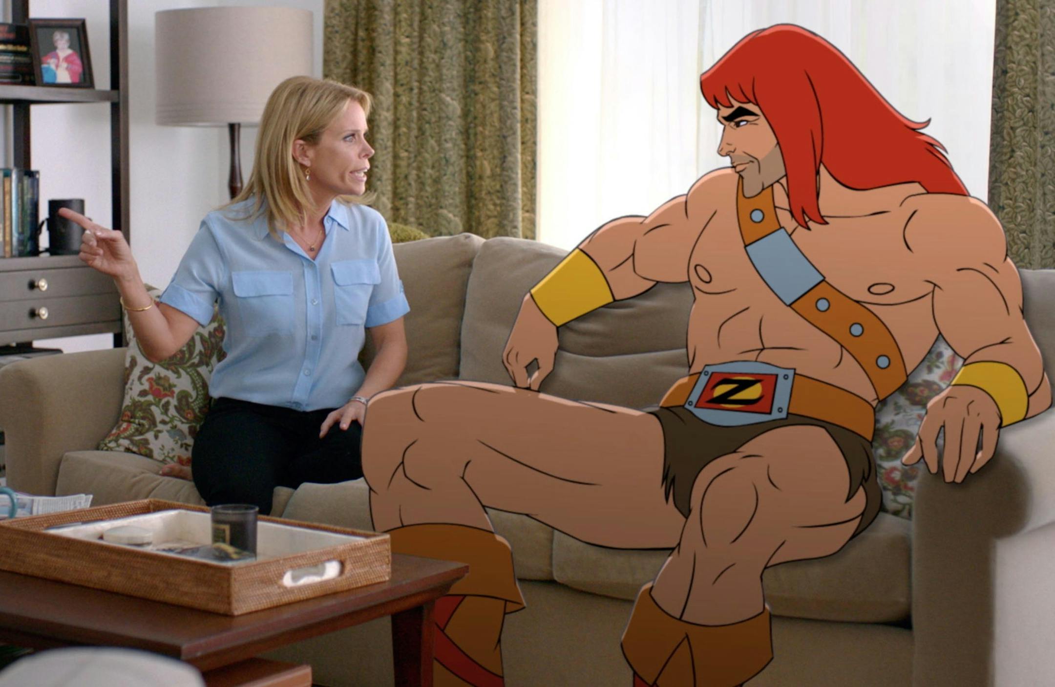SON OF ZORN: L-R: Edie (Cheryl Hines) and Zorn (voiced by Jason Sudeikis) in the "Return to Orange County" series preview episode of SON OF ZORN airing Sunday, Sept. 11 (8:00-8:30 PM ET/PT), following the NFL doubleheader, on FOX. ©2016 Fox Broadcasting Co. Cr: FOX