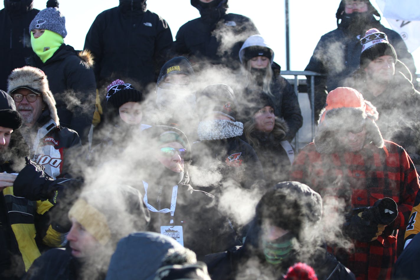 Fans (and players) braved subzero cold to watch Minnetonka and Andover play outside on Lake Bemidji during the 13th annual Hockey Day Minnesota on Jan. 19.