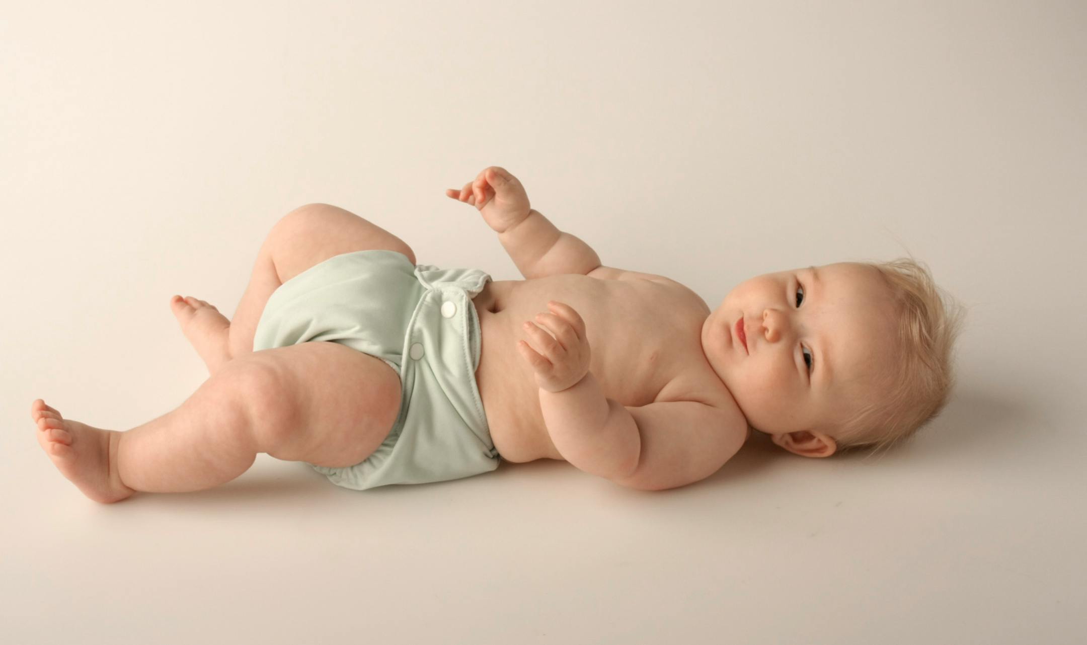 Lila Riemenschneider with her eco-friendly diapers.