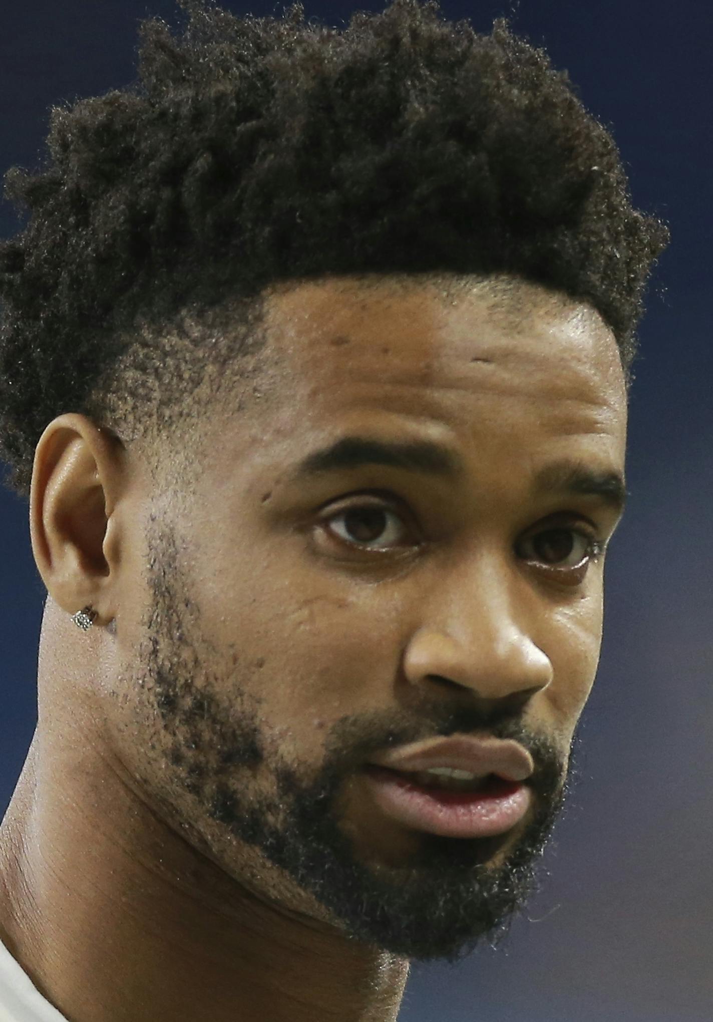 Detroit Lions cornerback Darius Slay during pregame of an NFL football game, Sunday, Dec. 23, 2018, in Detroit. (AP Photo/Rey Del Rio) ORG XMIT: otkco105