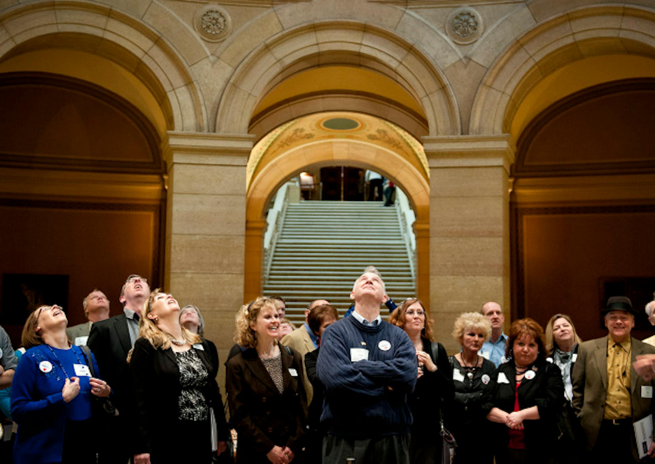 Members of the Greater Winona Chamber of Commerce took a quick tour of the Capitol before dispersing to visit with their legislators as part of Business Day at the Capitol.   Wednesday, March 13, 2013.    ]   GLEN STUBBE * gstubbe@startribune.com