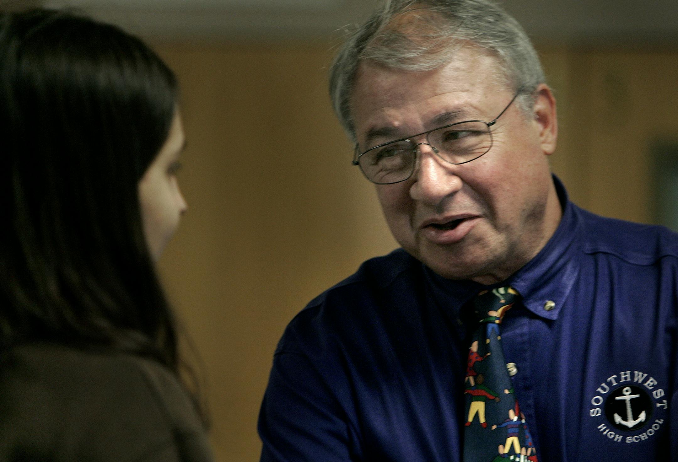 Bill Smith, principal at Southwest High School, talks to students in 2006.