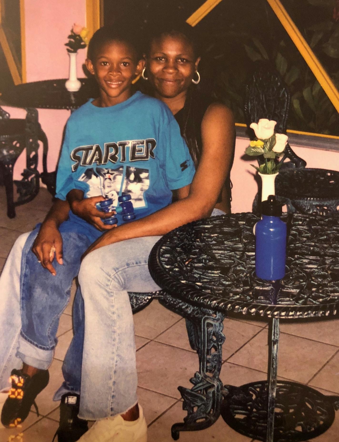 Danielle Hunter with his mother in Jamaica.