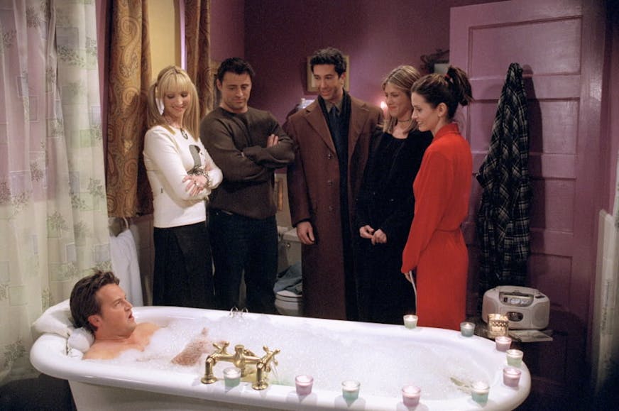 From left, Matthew Perry as Chandler, Lisa Kudrow as Pheobe, Matt Le Blanc as Joey, David Schwimmer as Ross, Jennifer Aniston as Rachel, Courtney Cox Arquette as Monica.