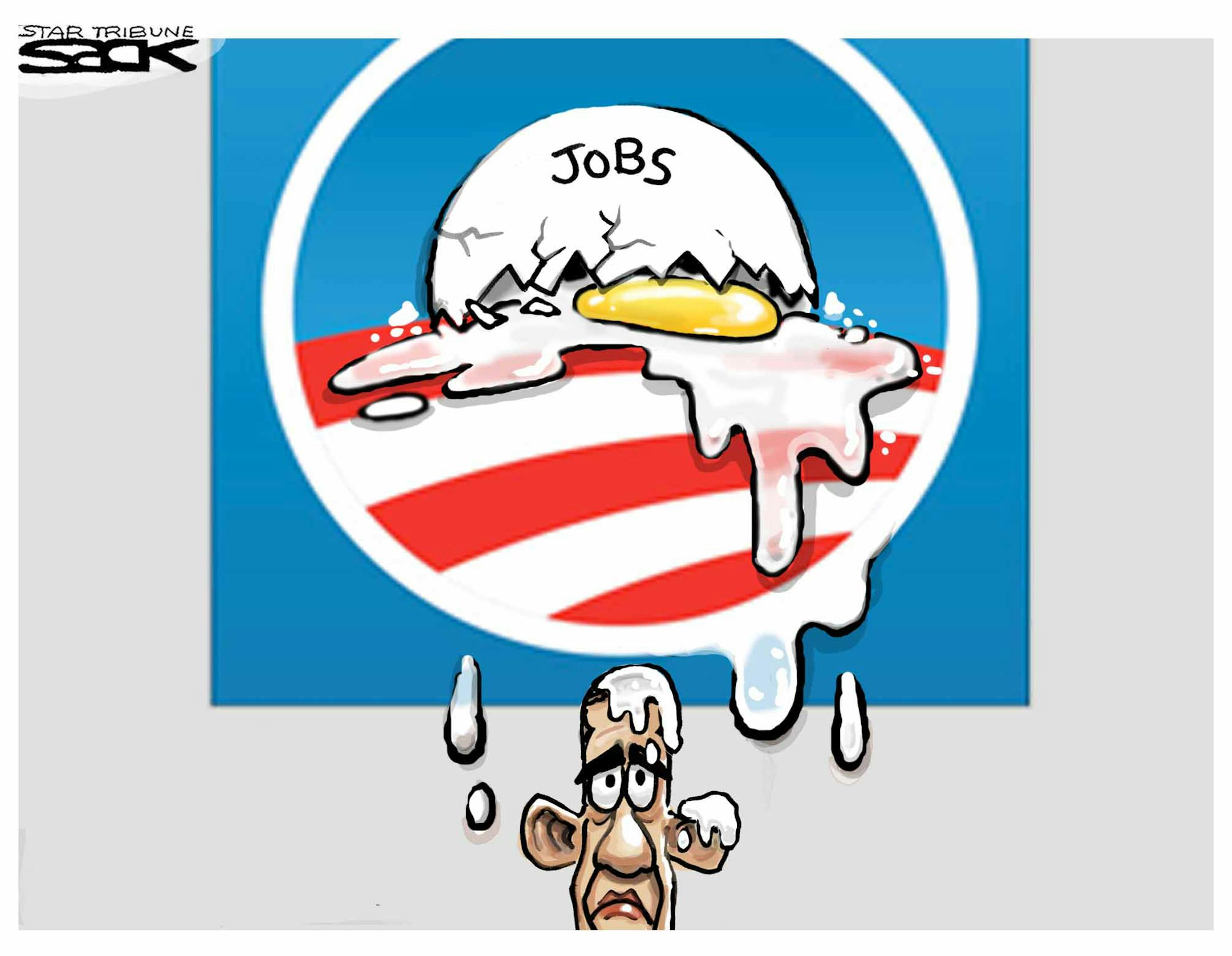 Steve Sack editorial cartoon for July 13, 2012. Topic: Dismal jobs report.