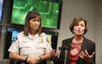 Minneapolis Mayor Betsy Hodges, right, and Police Chief Janee Harteau at an October news conference.