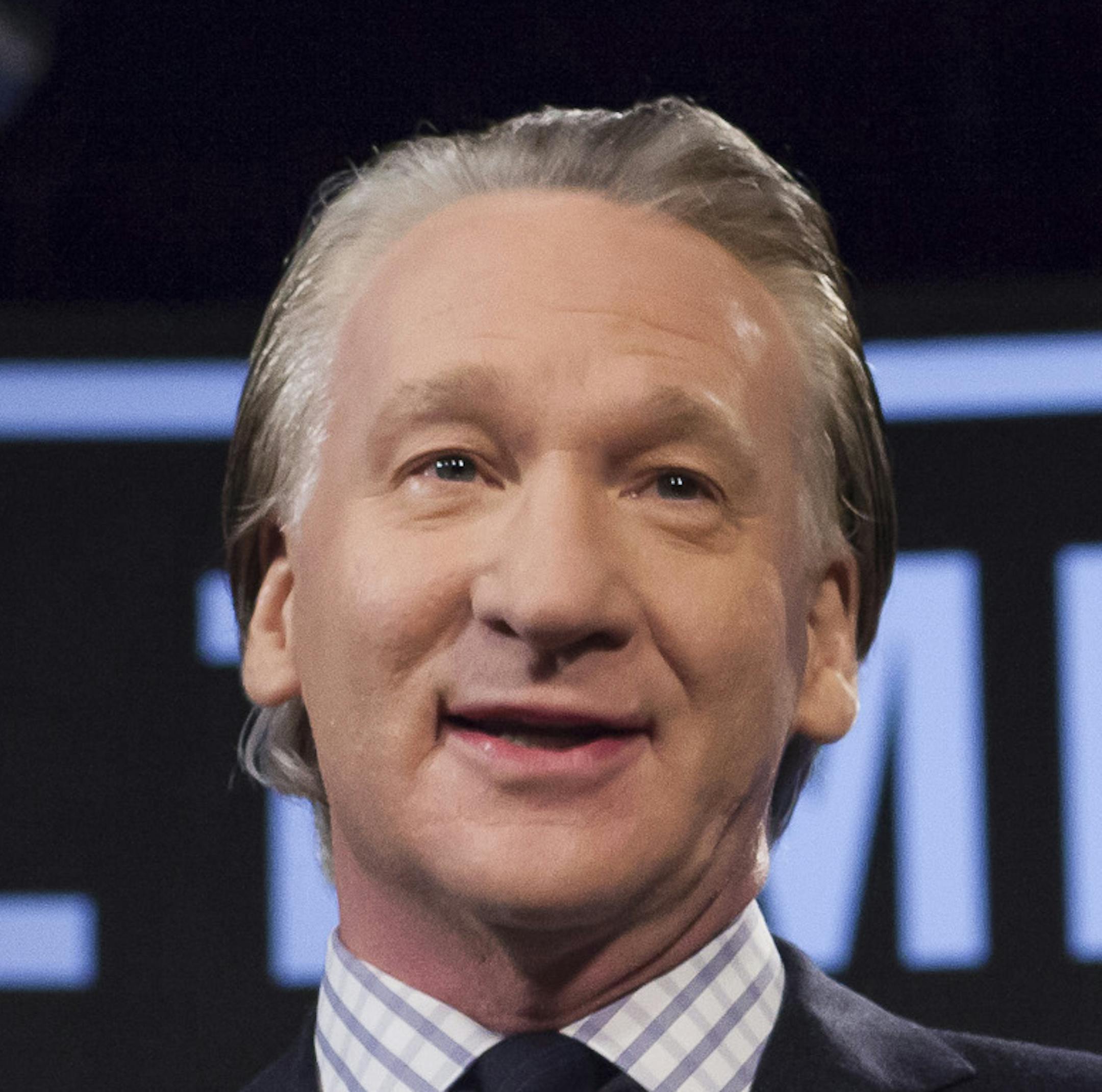 This April 8, 2016 photo released by HBO shows Bill Maher, host of "Real Time with Bill Maher," during a broadcast of the show in Los Angeles. Maher is supplementing his weekly "Real Time" hour (Fridays at 10 p.m. EDT on HBO) with half-hour pop-ups this Wednesday and Thursday as well as July 27 and 28 for a rapid response to each night's goings-on during the political conventions. (Janet Van Ham/HBO via AP) ORG XMIT: MIN2016072816385934