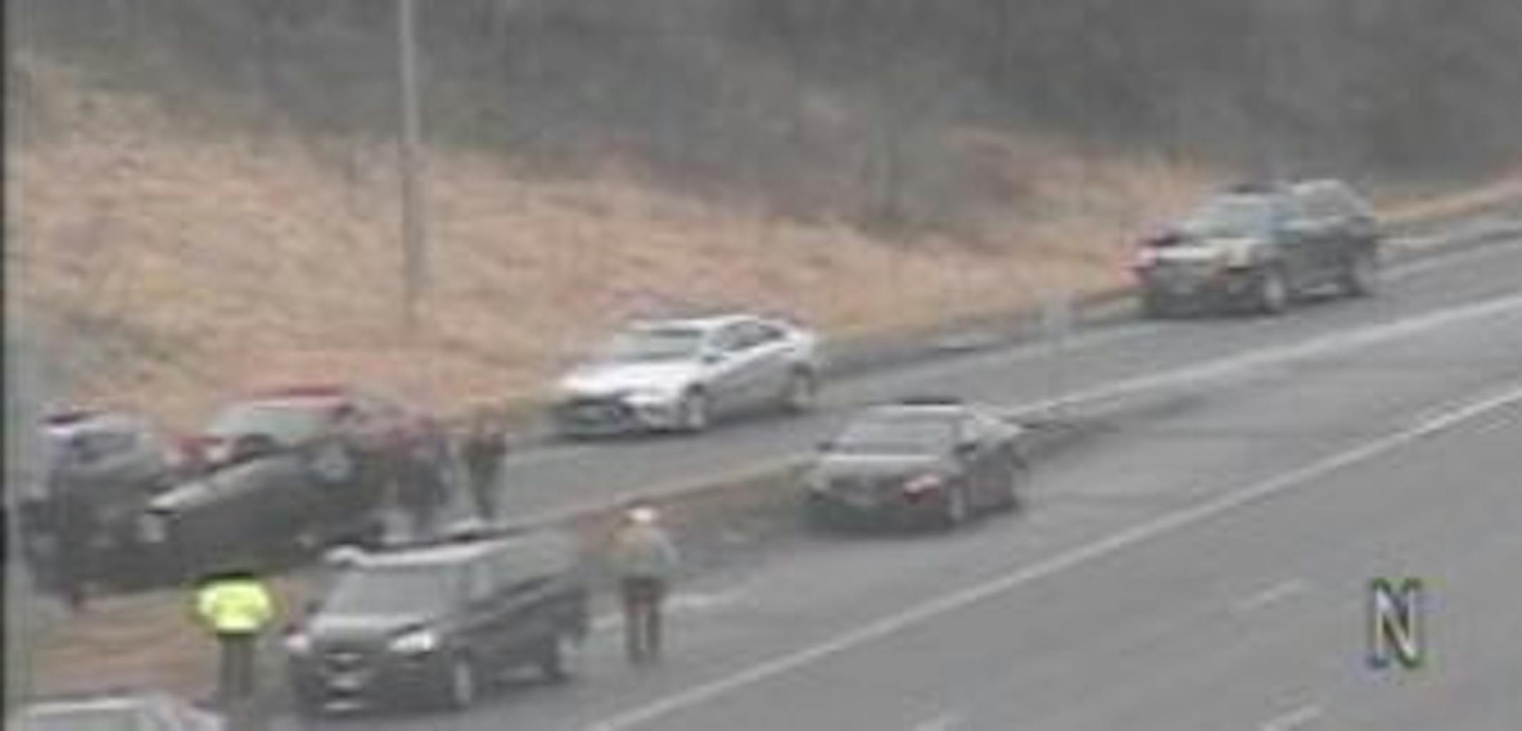 A vehicle ended up on its roof along Interstate 35W in the Twin Cities.