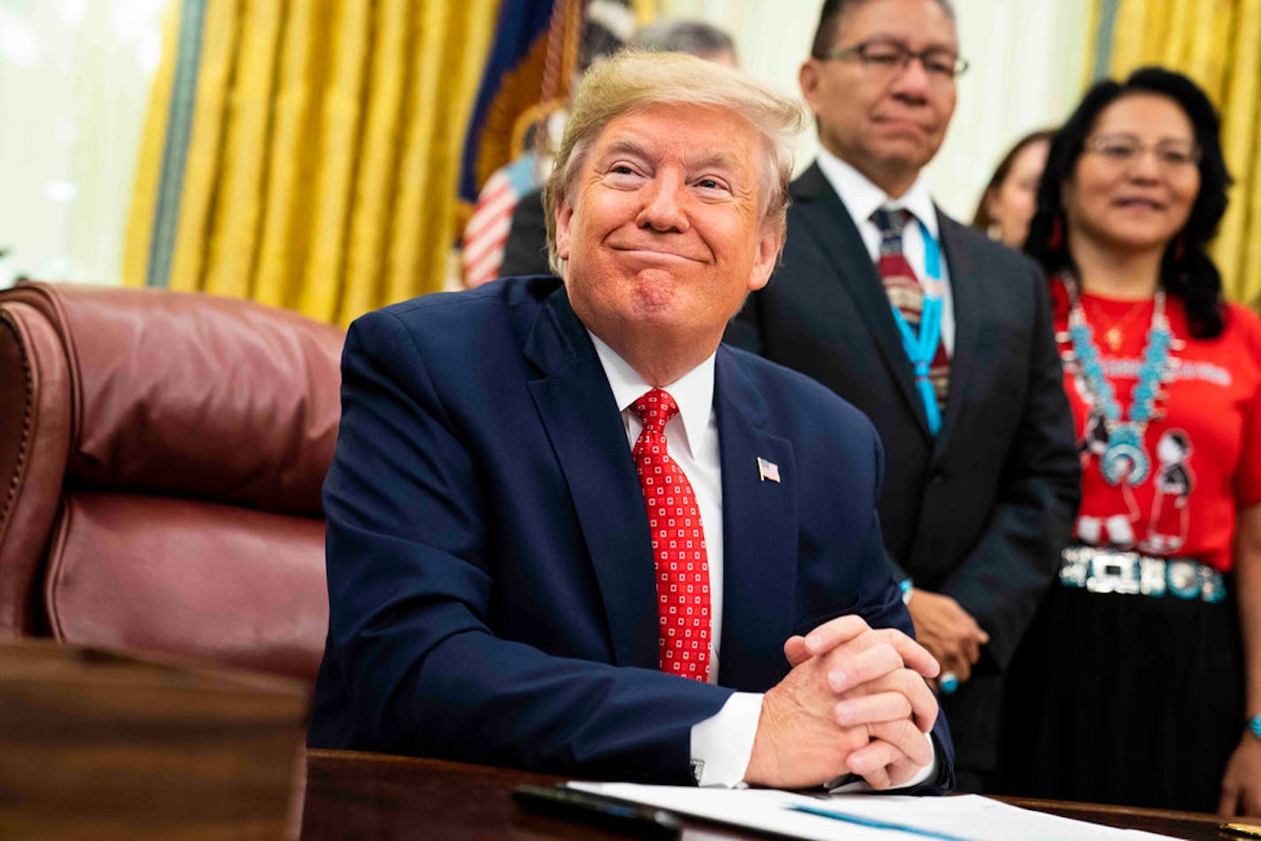 President Donald Trump makes remarks while signing an executive order, establishing the Task Force on Missing and Murdered American Indians and Alaska Natives, at the White House in Washington on Tuesday, Nov. 26, 2019.