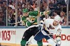 Scott Stevens of the Blues, playing against the North Stars during the 1991 playoffs.