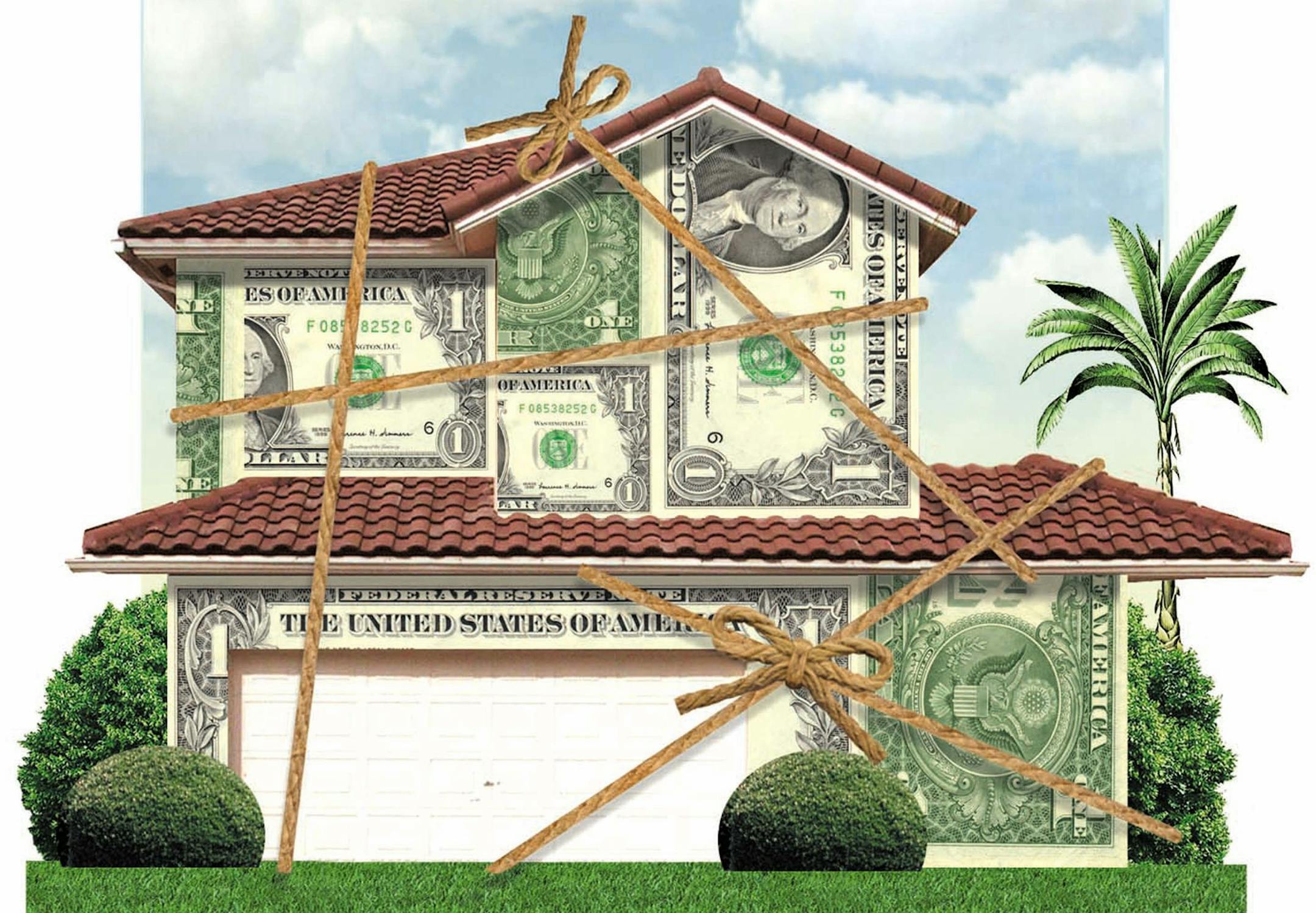 300 dpi 5 col x 10.5 in / 246x267 mm / 837x907 pixels Philip Brooker color illustration of a house wrapped in money; represents homeowner's insurance. The Miami Herald 2004 With REAL-INSURANCE, Knight Ridder by Harriet Johnson Brackey <p>
KEYWORDS: krtbusiness business krtnational national krtnamer north america krtrealestate real estate krtusbusiness u.s. us united states krt aseguramiento bienes inmuebles brooker coddington johnson brackey casa cuerda dinero financial security finanzas grabado