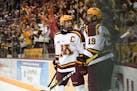 Junior captain Sammy Walker, left, and senior forward Scott Reedy are two key players for the Gophers in 2020-21.