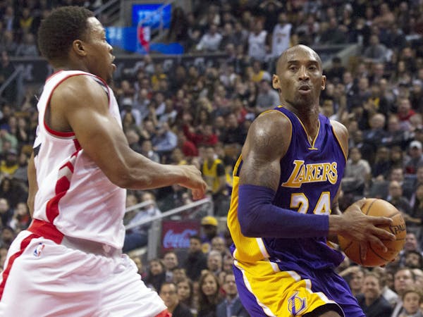 In a rare burst of his former self, Kobe Bryant slashed past Raptors guard Kyle Lowry during Monday&#x2019;s game.