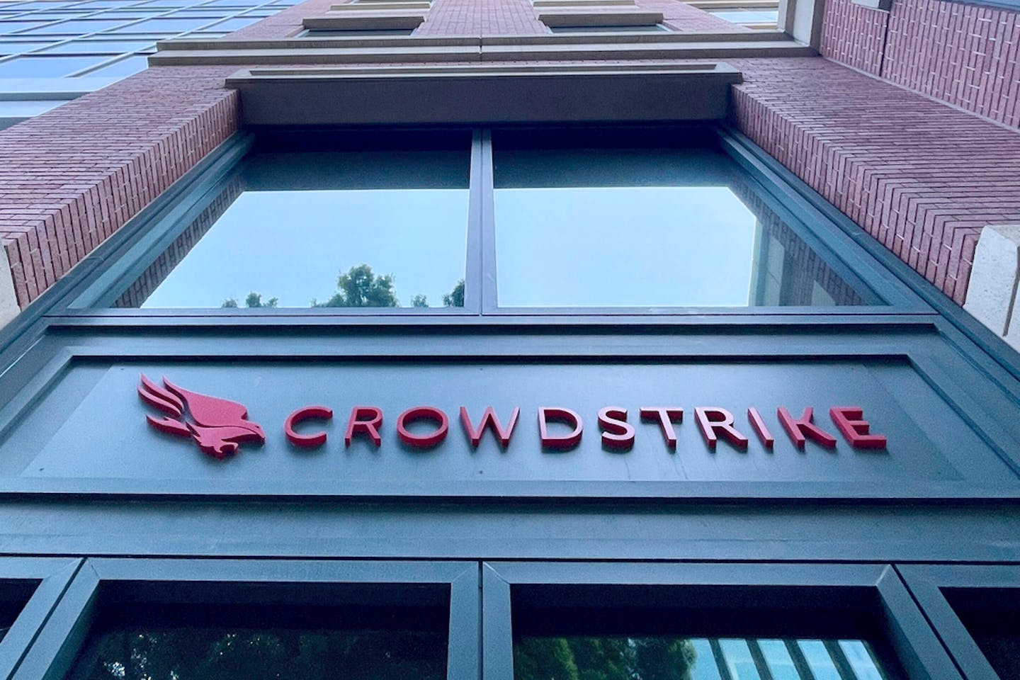 A Crowdstrike office is shown in Sunnyvale, Calif., on Friday, July 19, 2024.  An overnight outage was blamed on a software update that cybersecurity 