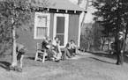 Early 1940s gathering for the Locken family cabin, for Outdoors Weekend