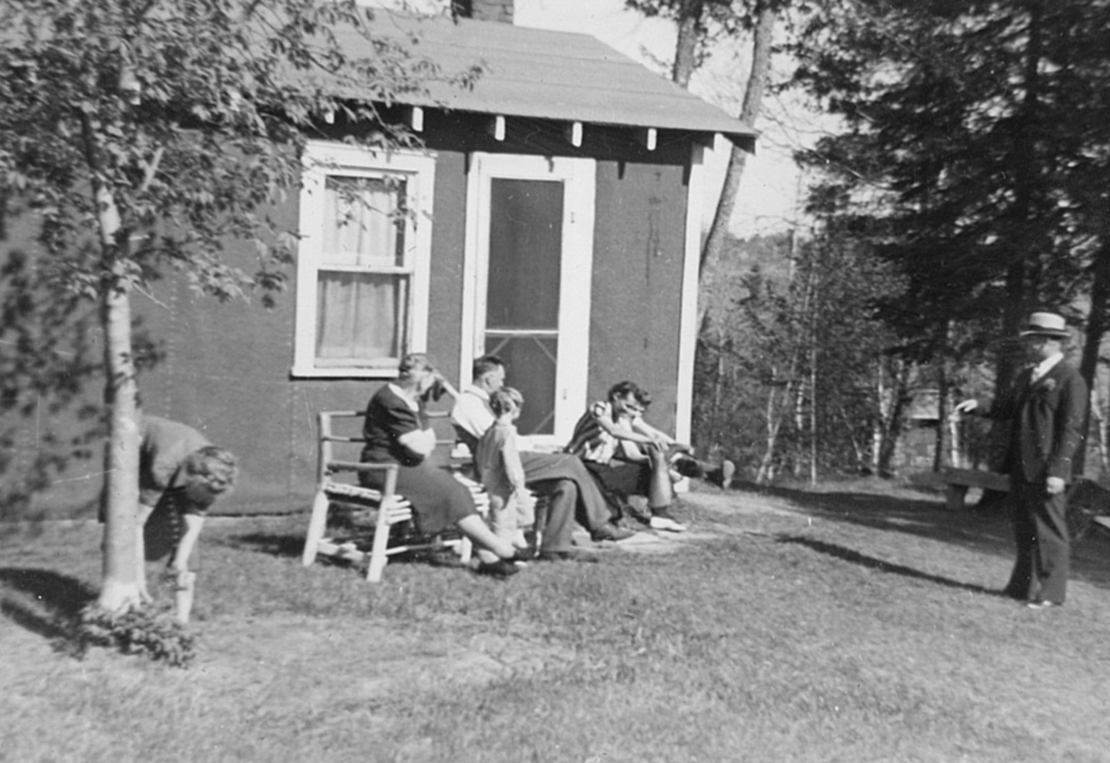 Early 1940s gathering for the Locken family cabin, for Outdoors Weekend